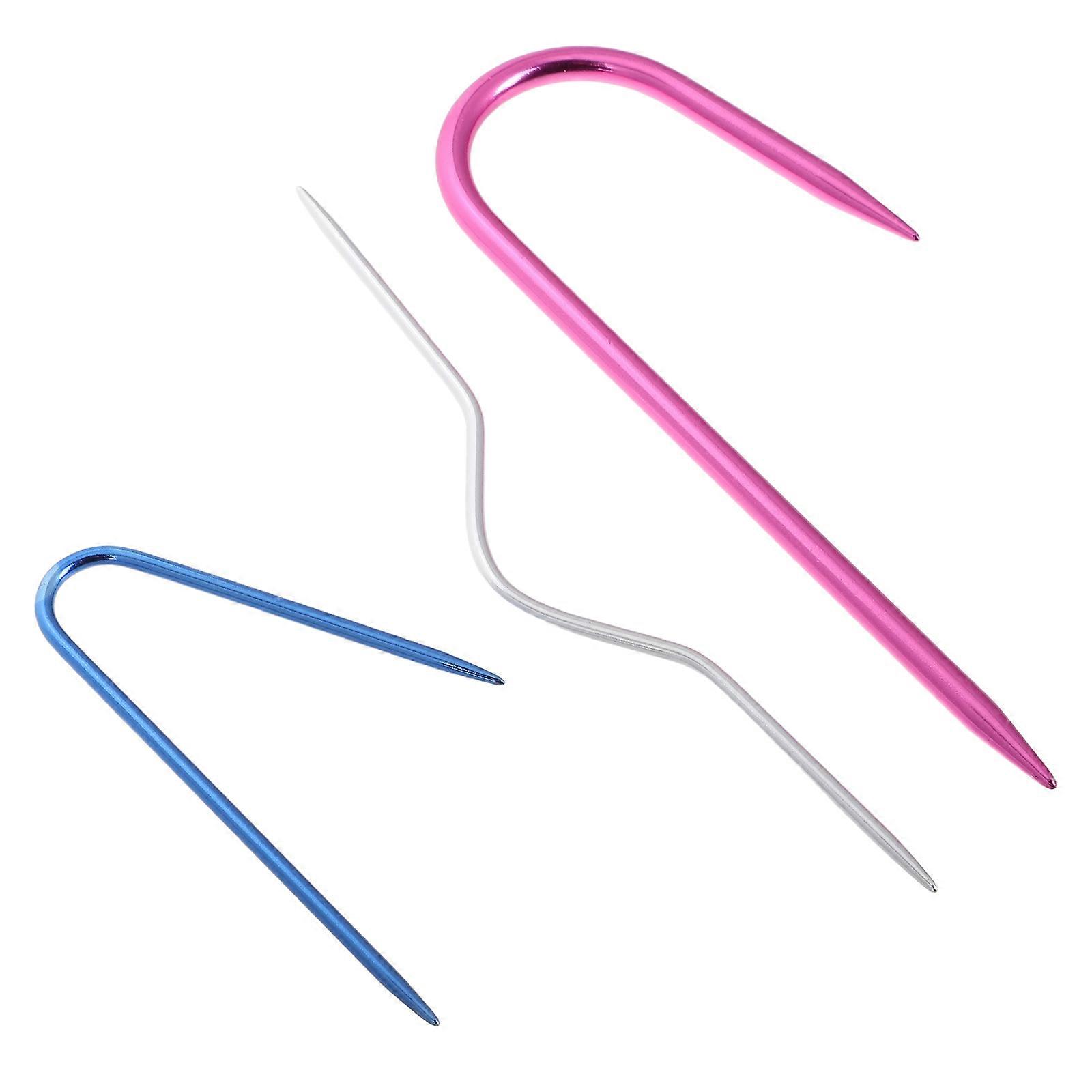 Flexible Cable Knitting Needle Crochet U Shaped Needle Twist Patterns Beginners 3Pcs