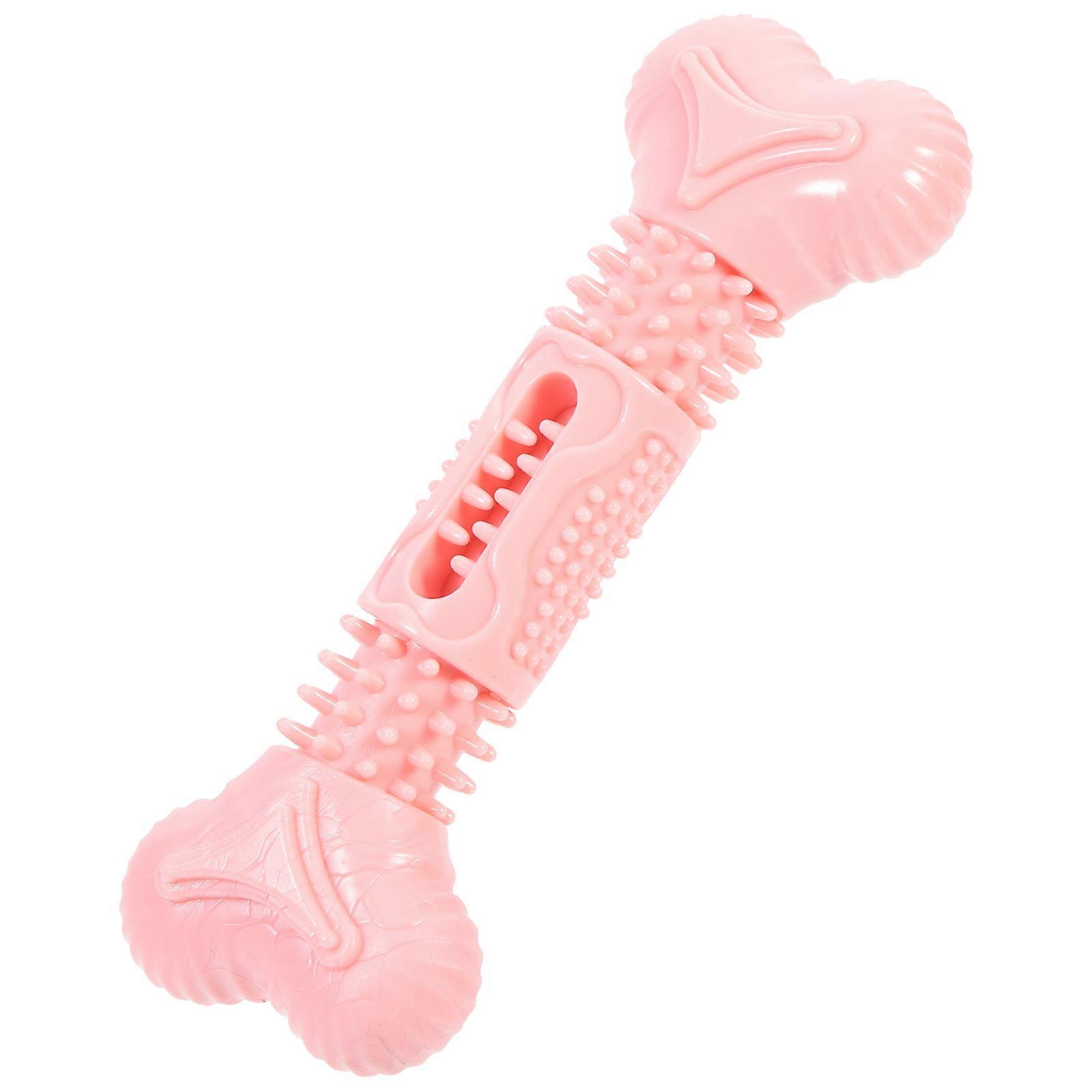 Durable Bone Shaped Dog Chew for Teeth Cleaning, Molar Toy for Active Play and Mental Stimulation, Easy to Clean, Pink