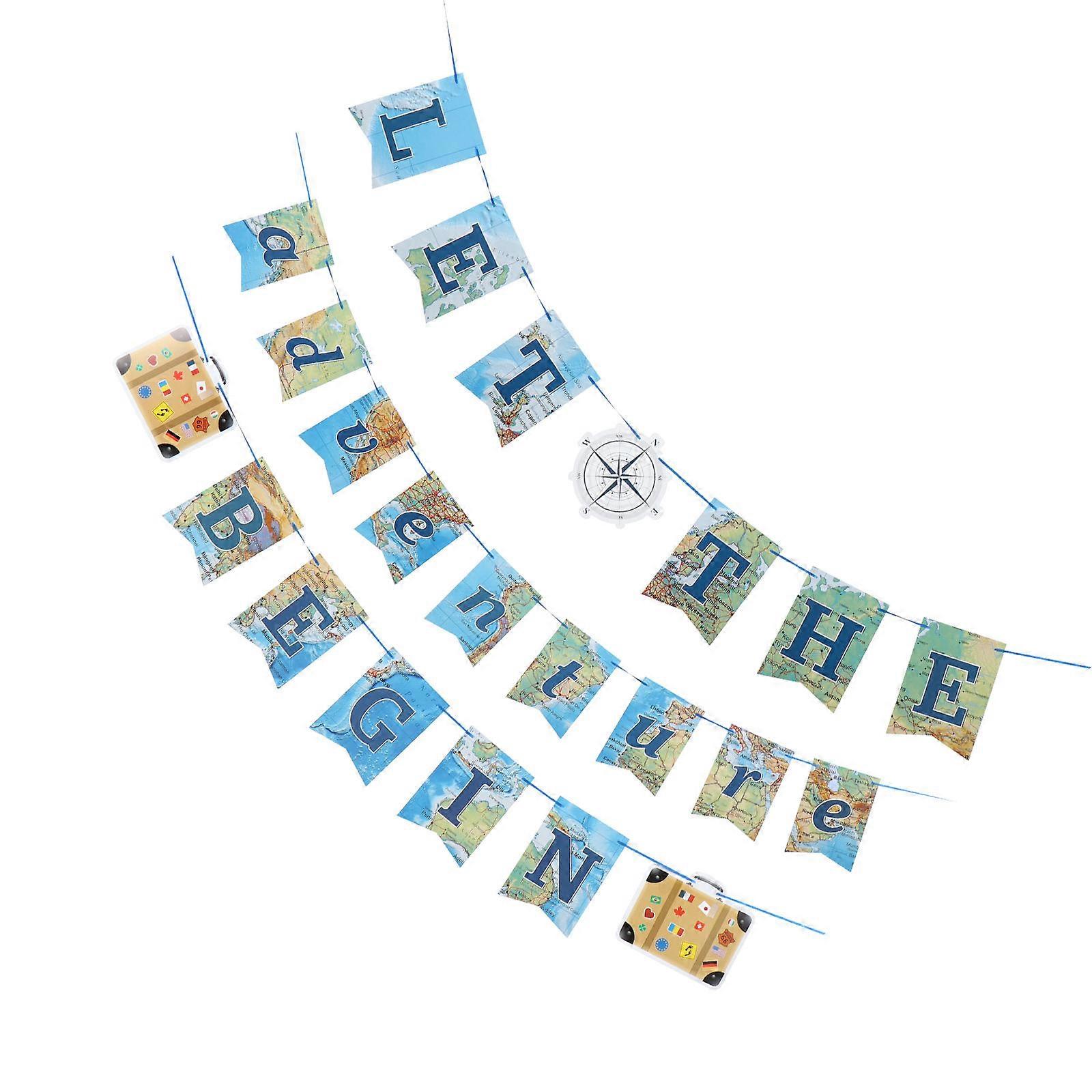 Hanging Flag Retirement Travel Decor Wall Hanging Decor Party Supplies Assorted Color 19.7x13.7cm 1Set