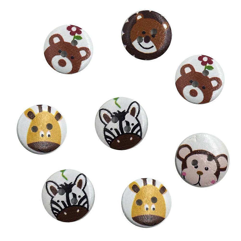 Craft Buttons Sewing Diy Round Wooden Buttons Assorted Color 50Pcs