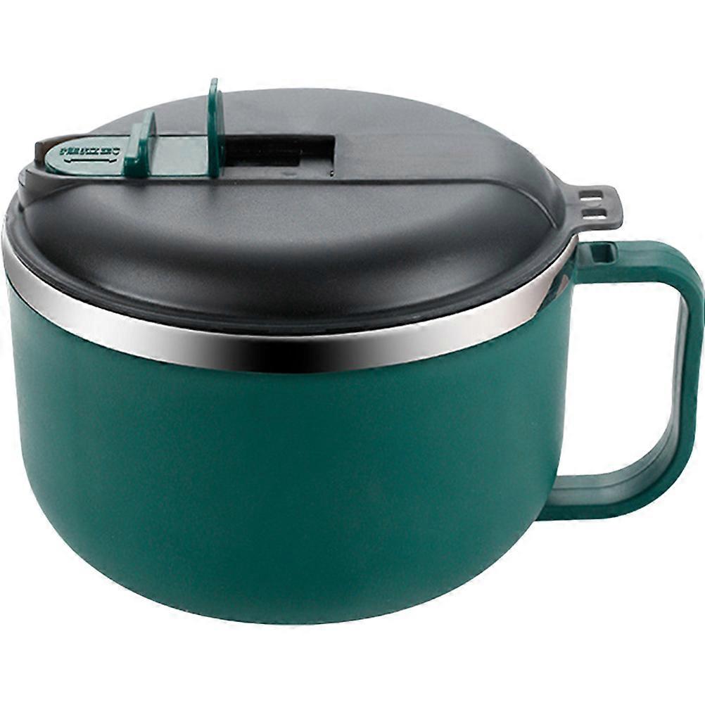 Daily Use Ramen Bowl Sealable Lid Home Use Dark Green 19.00X15.50X10.00CM Microwave Safe 1Pcs