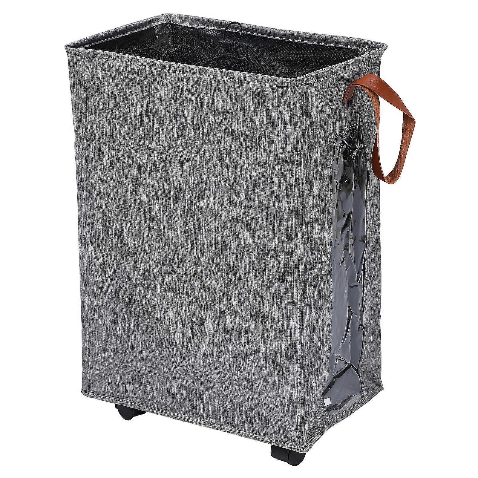 Laundry Hamper on Wheels Rectangular Shape for Dirty Clothes in Dorm 40X26X60CM Foldable and 1Pcs