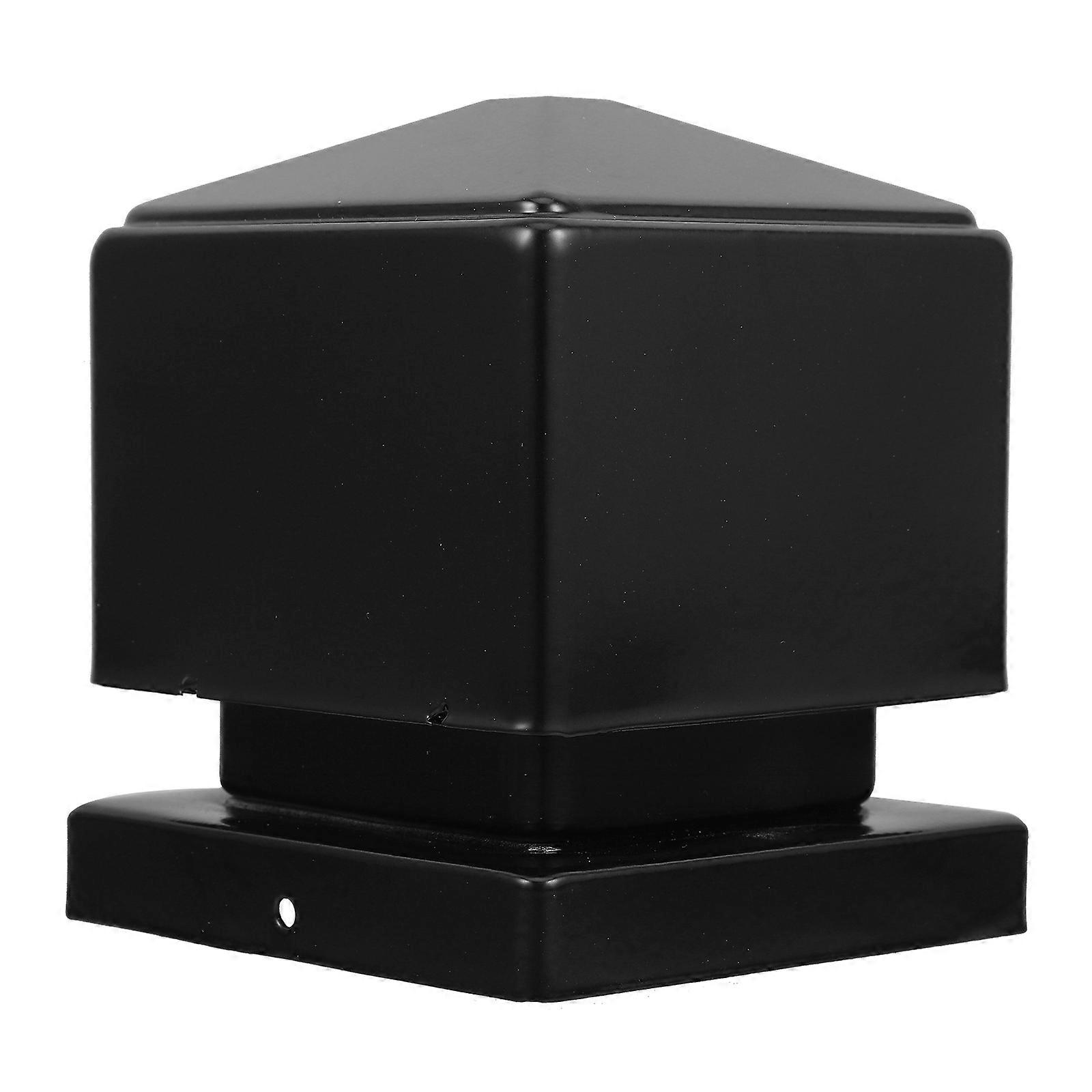 Wrought Iron Fence Caps Black Metal Protective Cover Square Elegant Design for Garden Outdoor Areas 1Pack