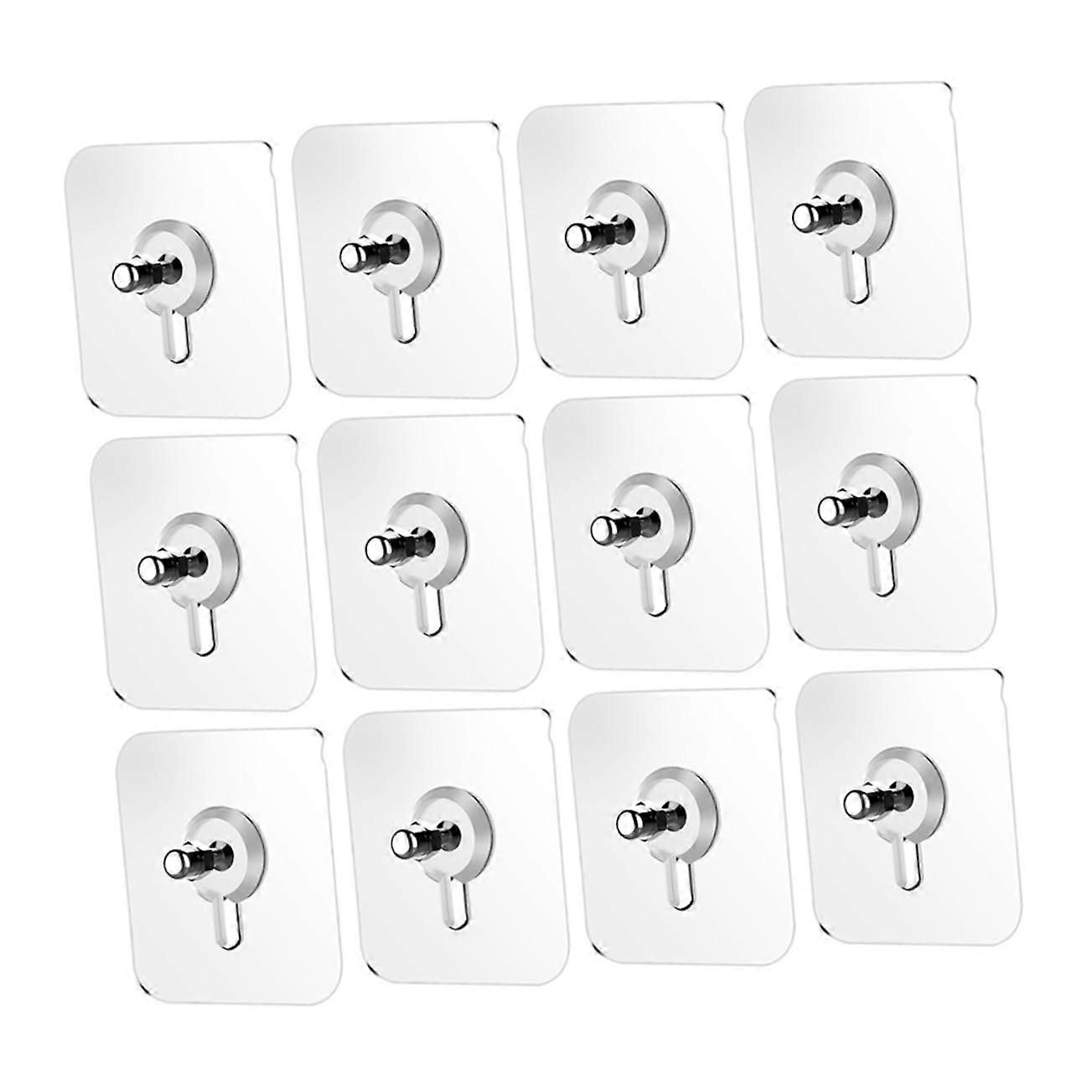 50 Self-Adhesive Picture Hanging Hooks No Trace Screwless Kit for Wall Mounting, Heavy-Duty, Clear Design