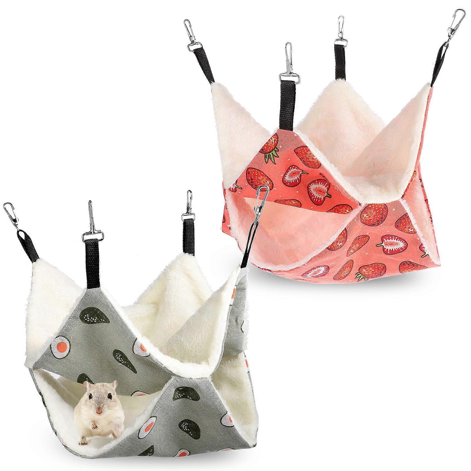 Small Animal Cage Hammock Arctic Fleece Warmth Comfort Double Layer Design 2Pcs For Indoor Use