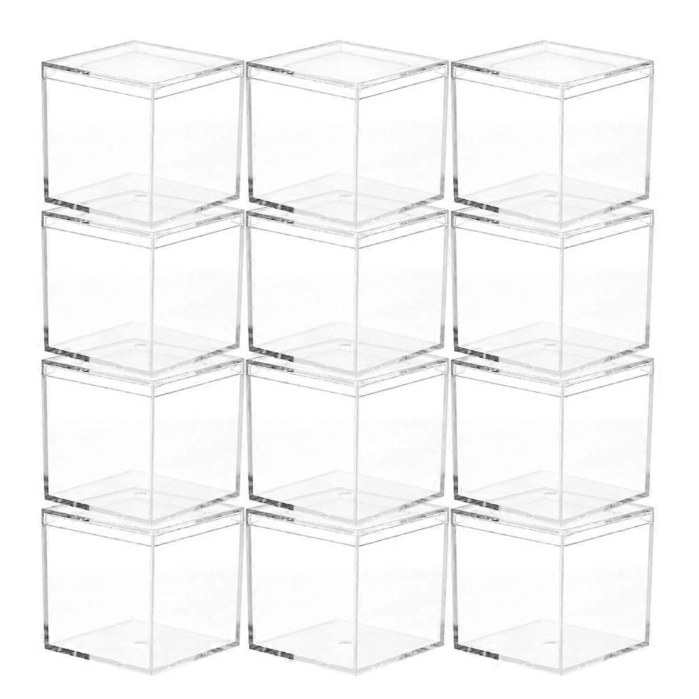 Clear Mini Square Candy Boxes 12pcs Transparent Cube Containers for Wedding Party Favors, Multi Functional Storage for Chocolates, Jewelry &