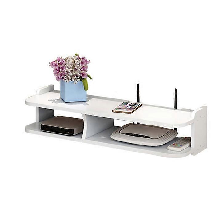 WiFi router TV box rack, living room wall mounted 2-layer drawer storage rack