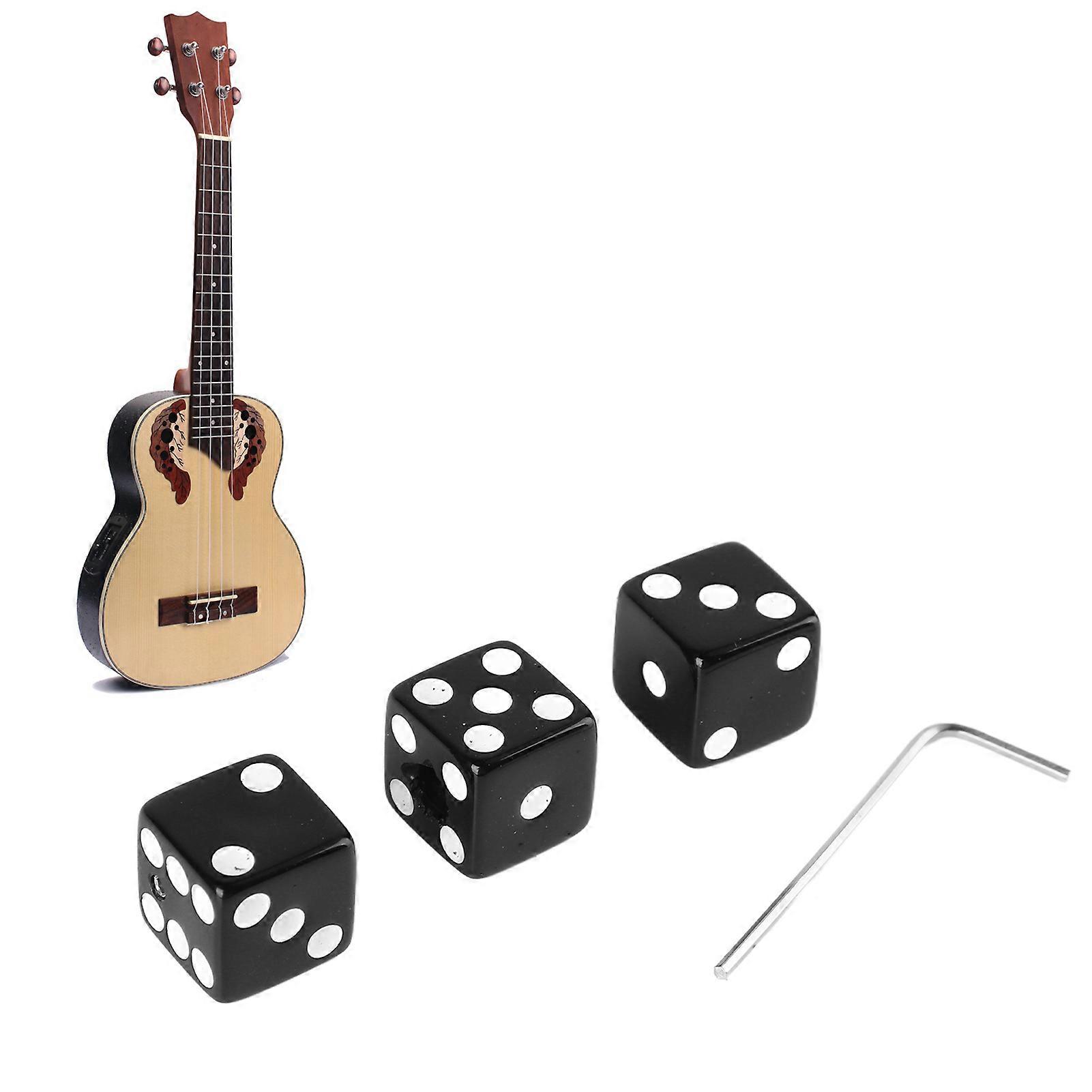 3PCS Guitar Volume Control Knobs Dice Shape Speed Control Knobs with Wrench Plastic Musical Parts Black 