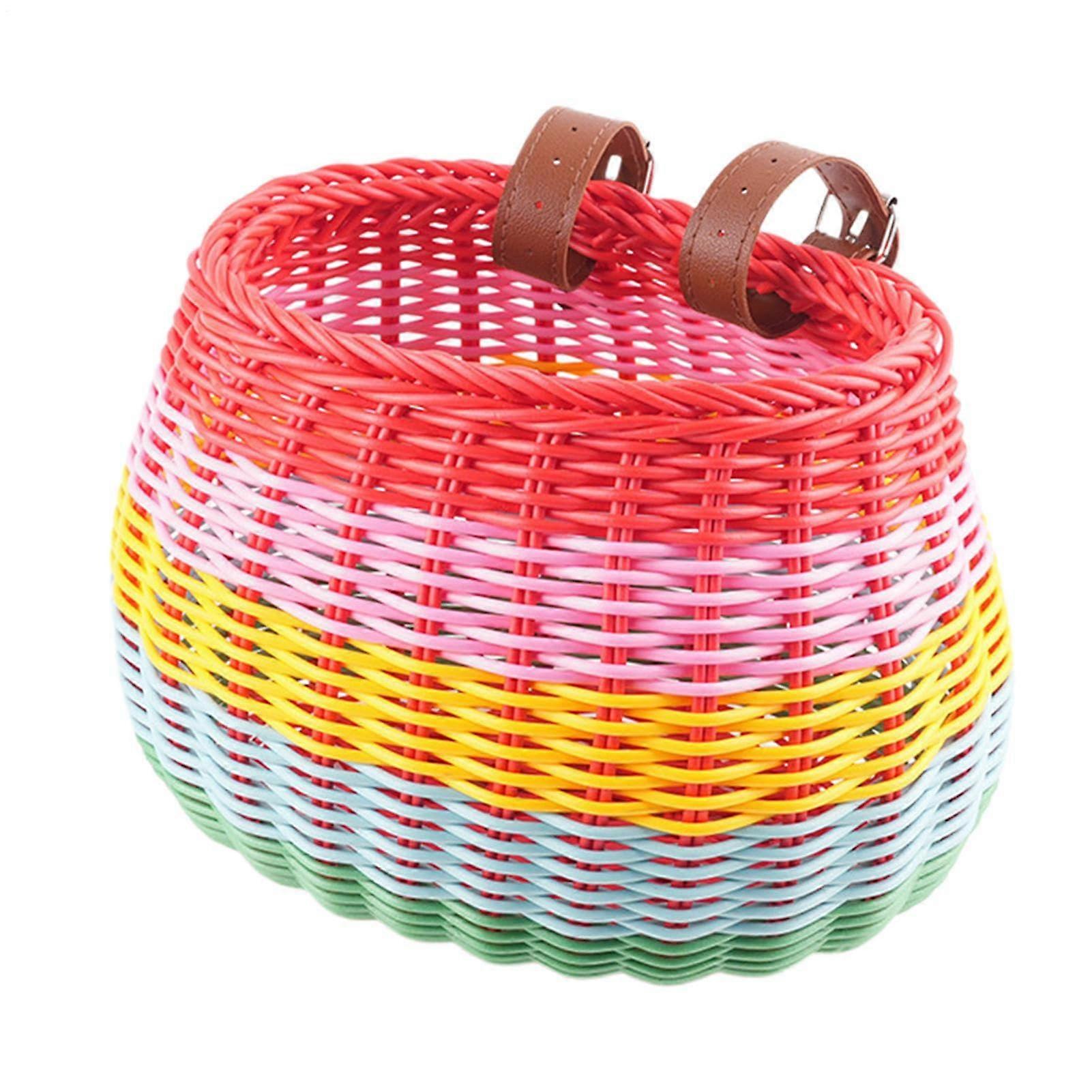 Bicycle Basket for Children, Braided Woven Handlebar Attachment, Removable Small Size for Trips, Picnics, and School