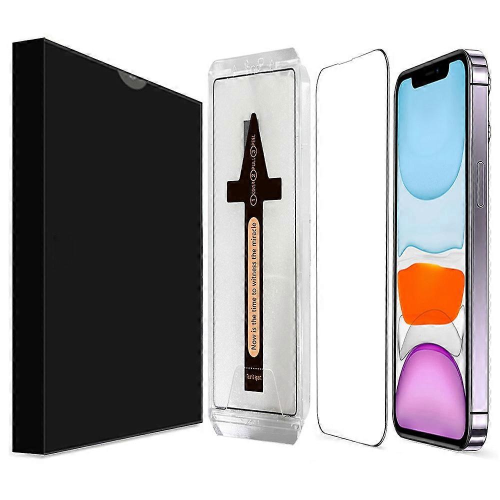 For iPhone 11 Tempered Glass HD Clear Screen Protector with Automatic Dust Removal Tool