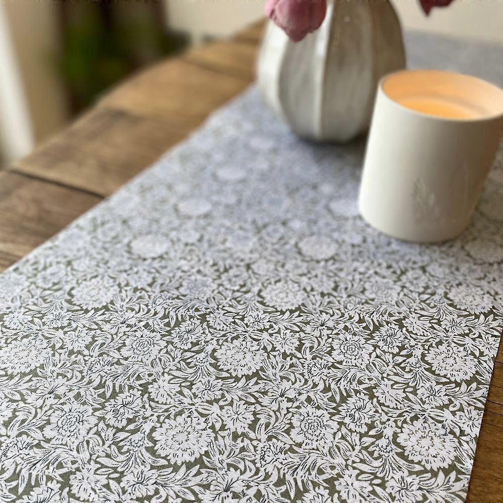Sage Green Floral Table Runner