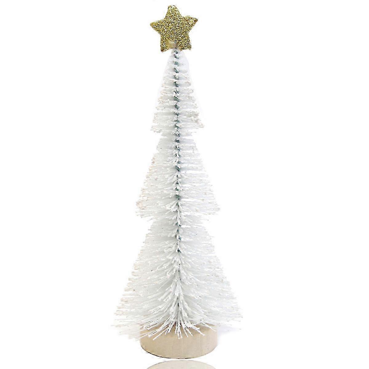 Mini Artificial Christmas Trees with Wooden Base for Tabletop Home Party Craft Indoor Decor