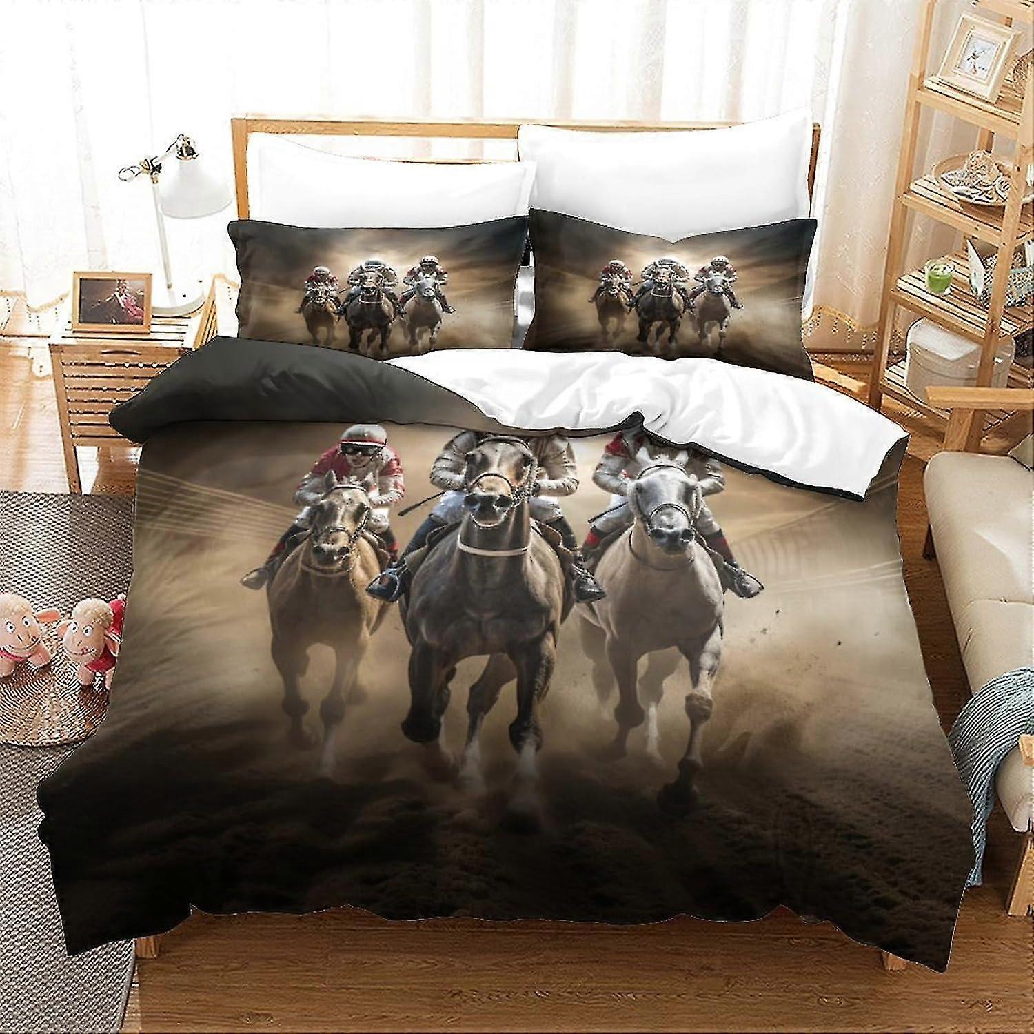 Horse Racing Bedding Sets Duvet Cover Collection for Teens and Kids Without Comforter Sheet King