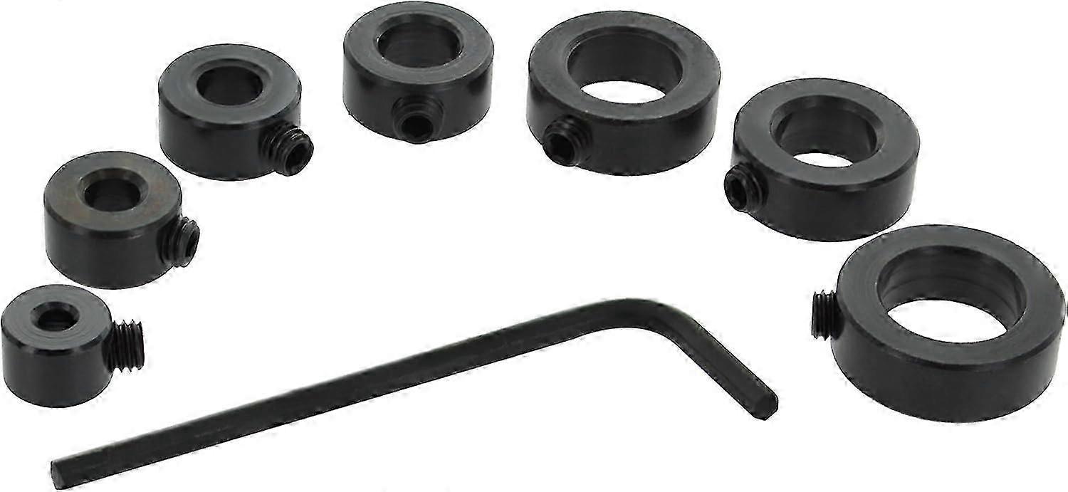 Drill Stop Bit Collar Set with Sizes: 1/8, 3/16, 1/4, 5/16, 3/8, 7/16, 1/2 and Allen Wrench (7-Piece)