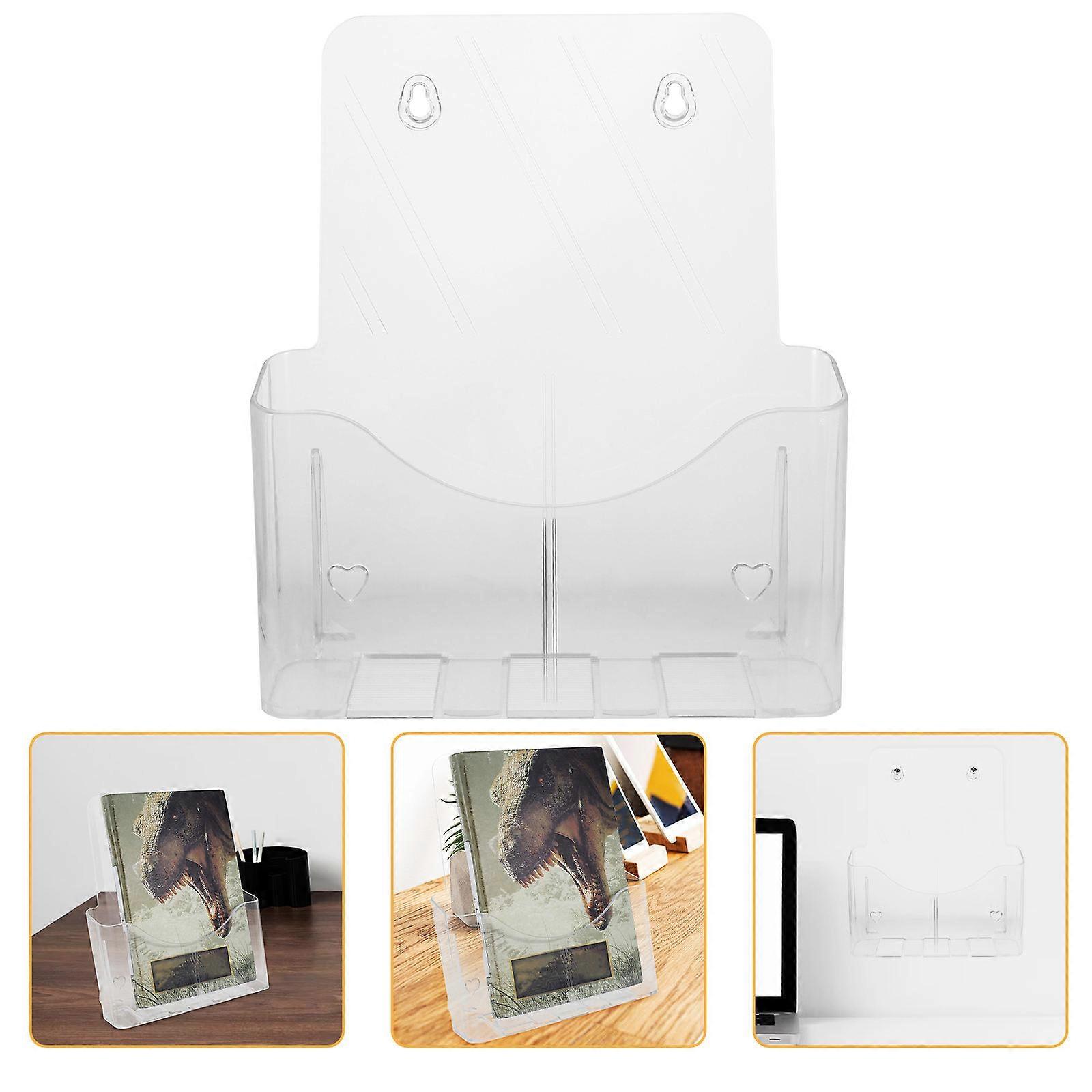 Wall Mounted Transparent Acrylic Document Holder Rack File Display Organizer for Pamphlets, Cards, and Office Documents Storage
