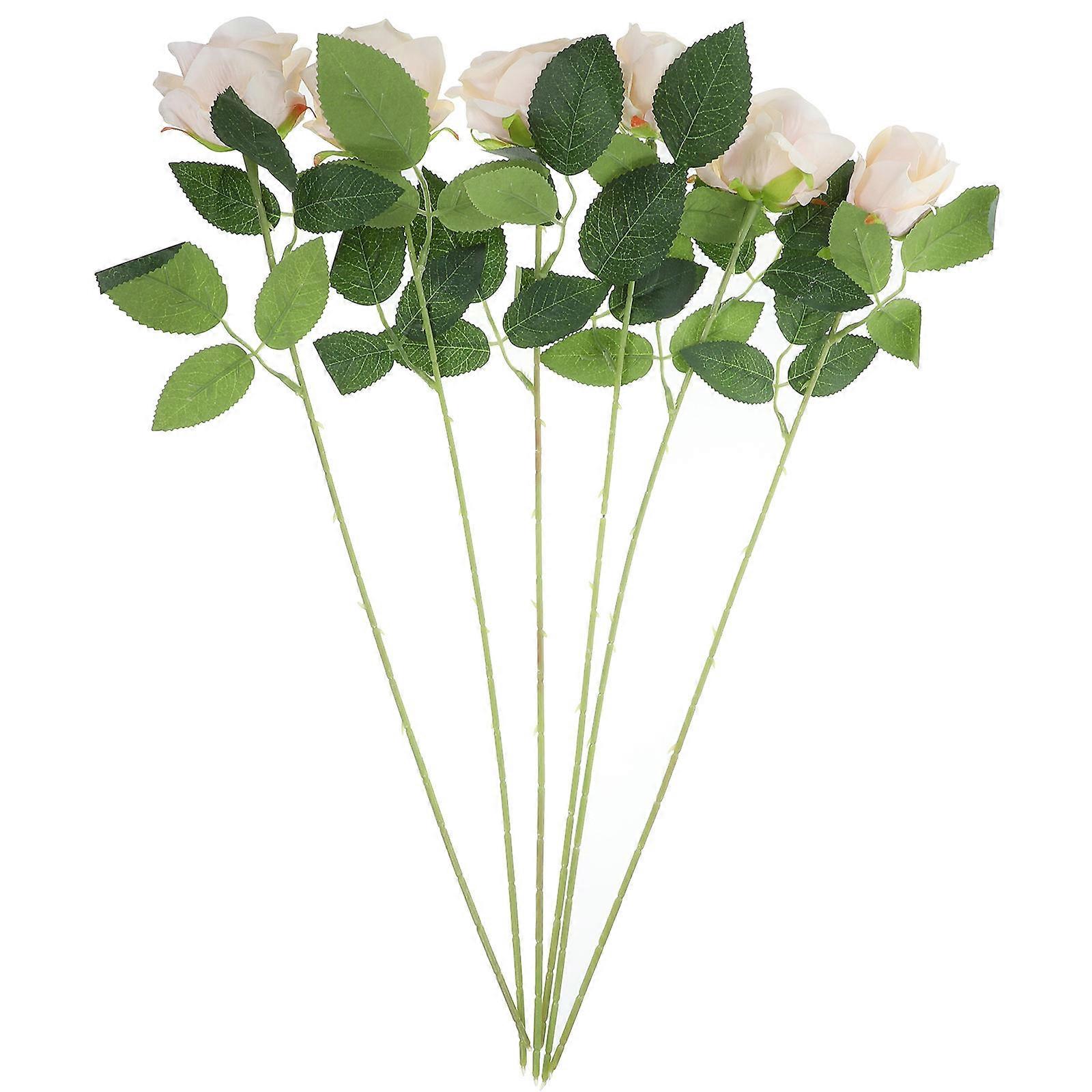 Simulated Rose for Home Decor Realistic Design Plastic 6Pcs