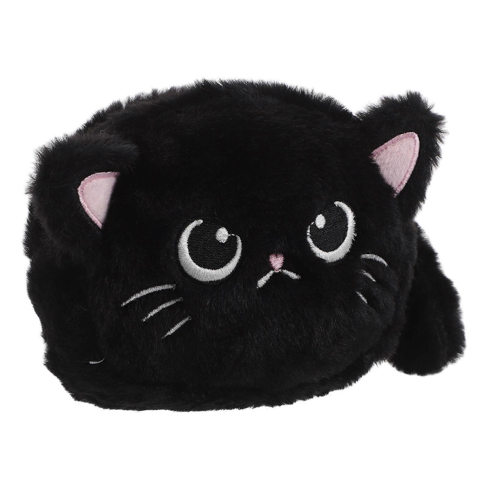 Soft Plush Cat Coin Purse with Large Capacity for Cards, Lipstick, Earphones & Keys – Cute Cartoon Design for Students – Black