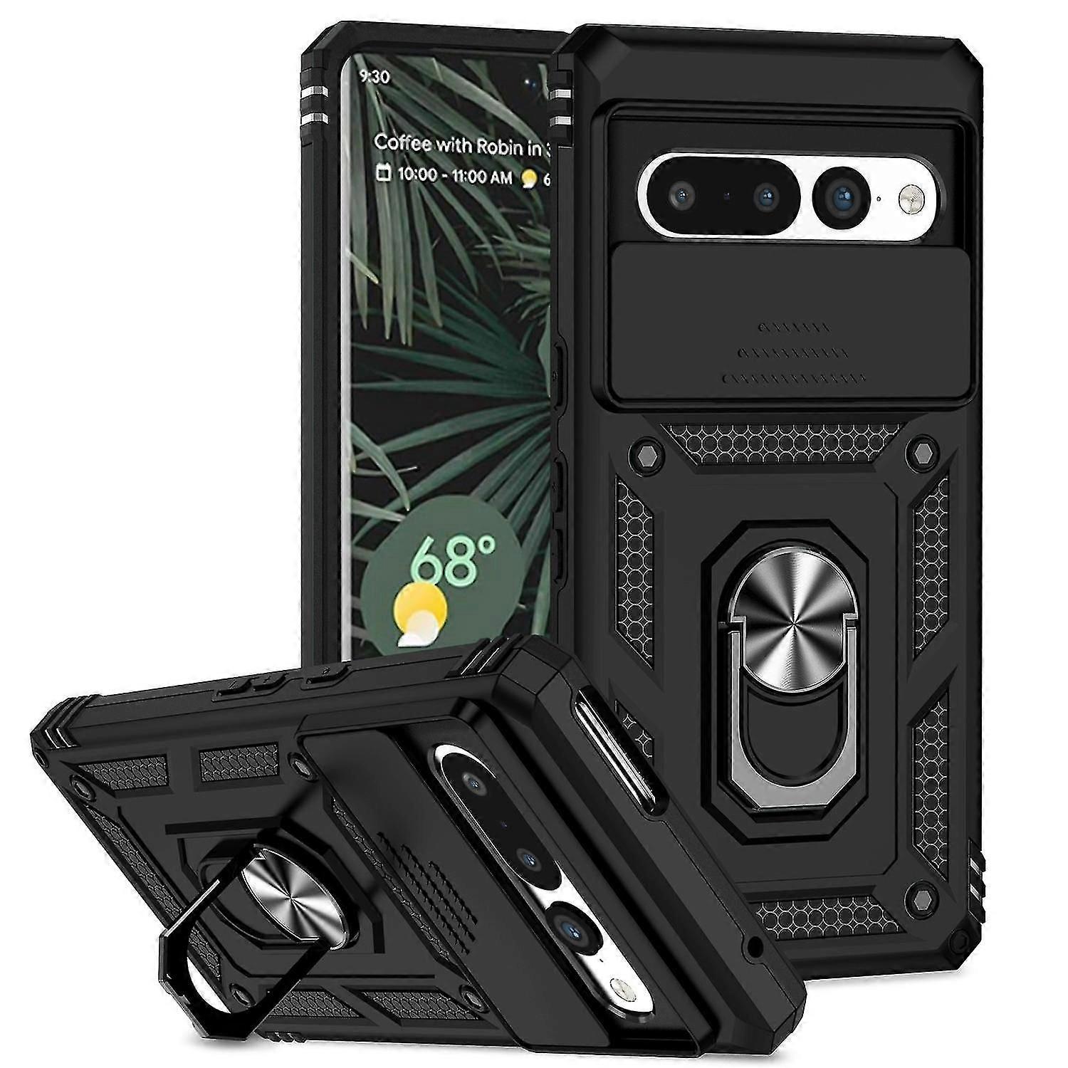Ring Protective Case for Google Pixel 7 Pro 5G,Slide Camera Lid Design Anti-drop Back Cover