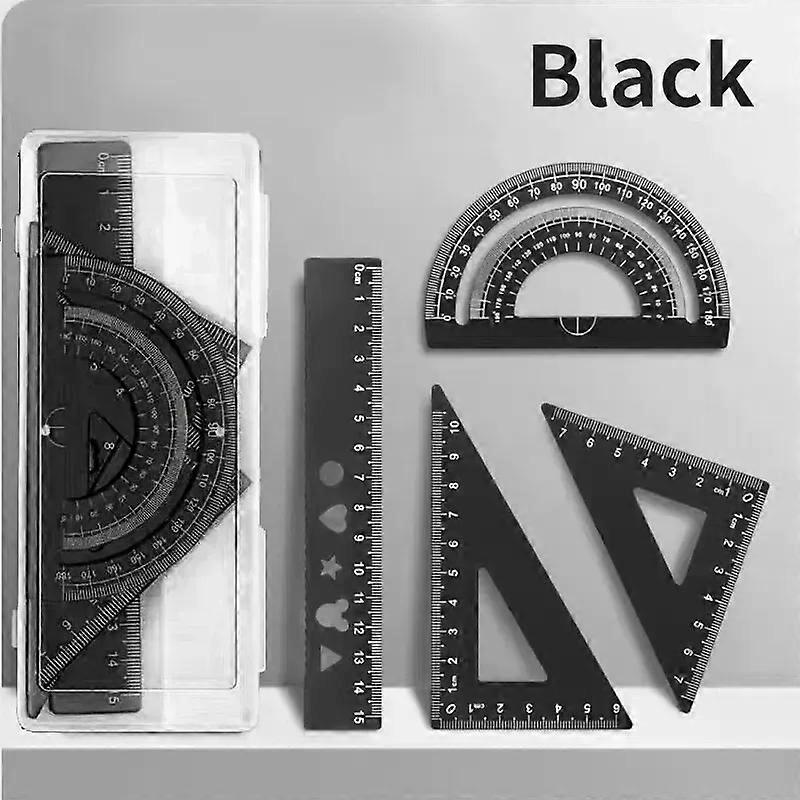4pcs Metal Drafting Set With Storage Box Students Measure Ruler Set Multi-Function Set