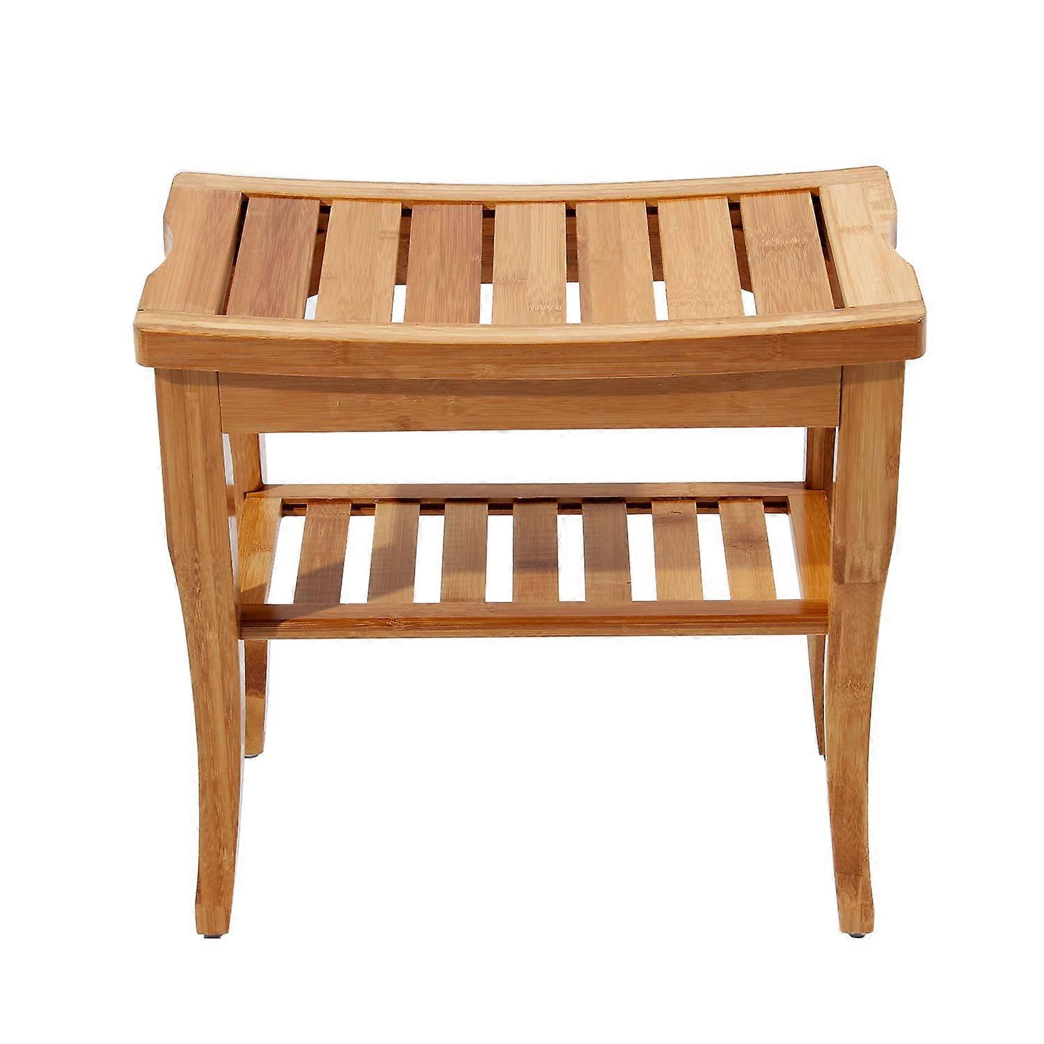 Bamboo Shower Stool 47.5x26x44.5 cm KS-HSJ-04-BH Multi-Purpose Bathroom Bench Non-Slip Durable Design