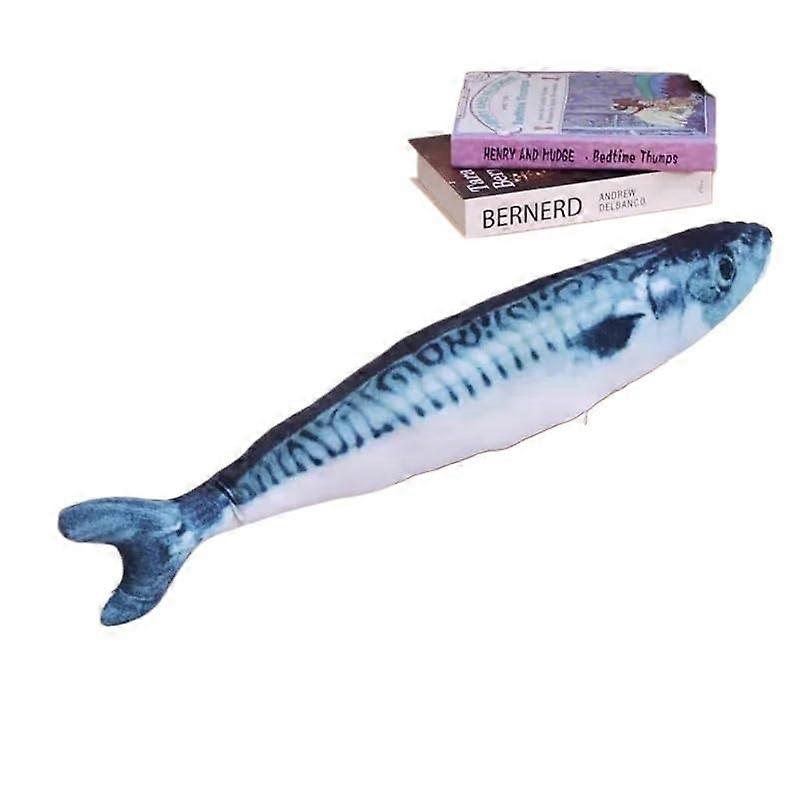 Cat Toy, Interactive Plush Fish Cushion, Training & Entertainment for Cats, Catnip Filled, Spanish Mackerel Simulation