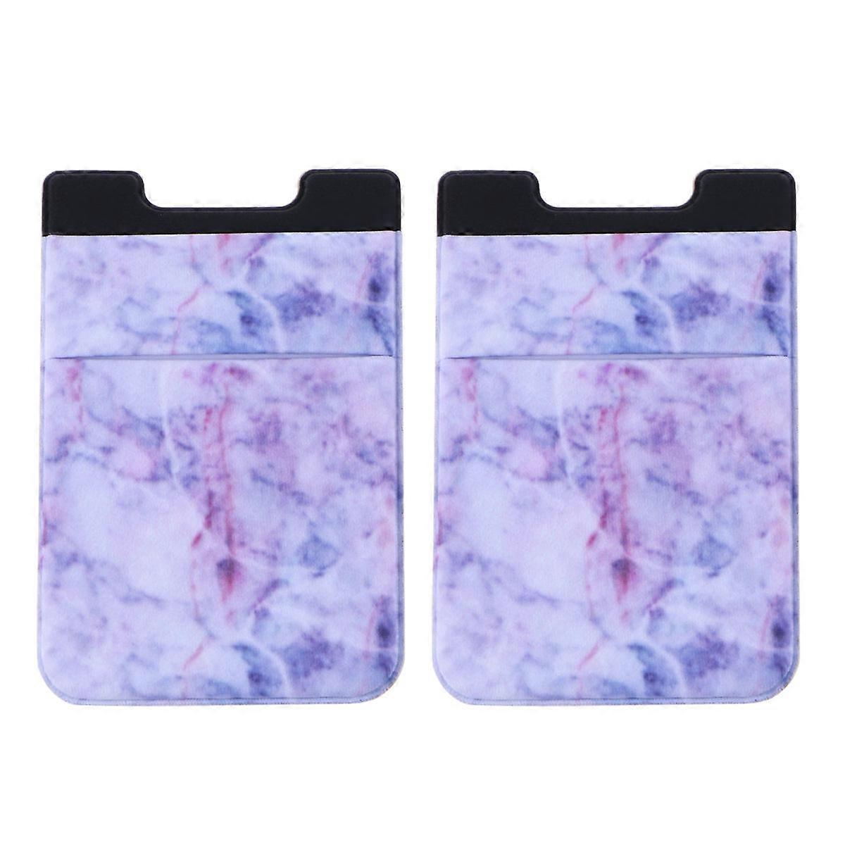 Adhesive Mobile Phone Case Purple Rectangular Shape Earphone Storage 2Pcs