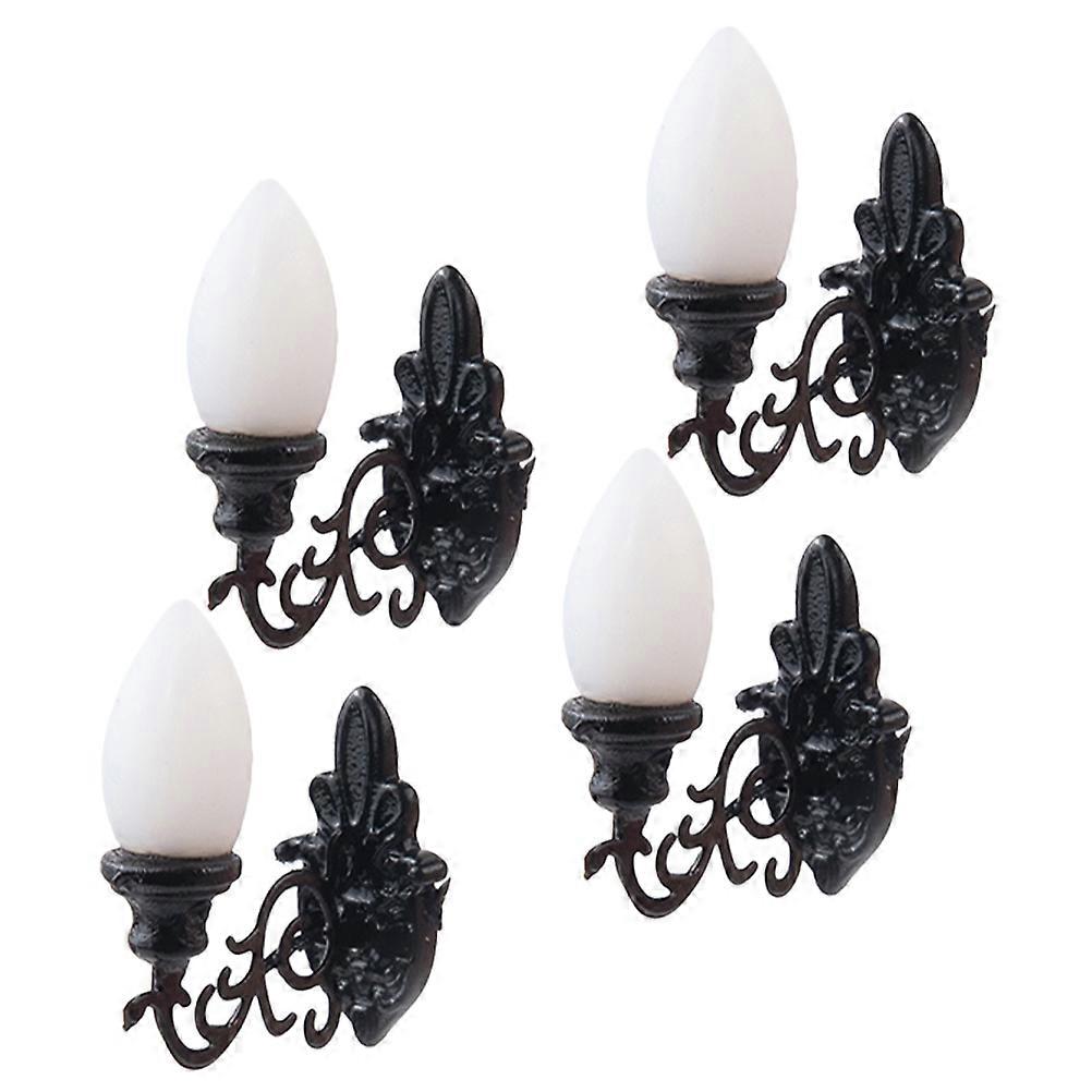Tiny Wall Lamp Miniature Wall Lamp Scene Decoration Dollhouse ABS Material 4Pcs