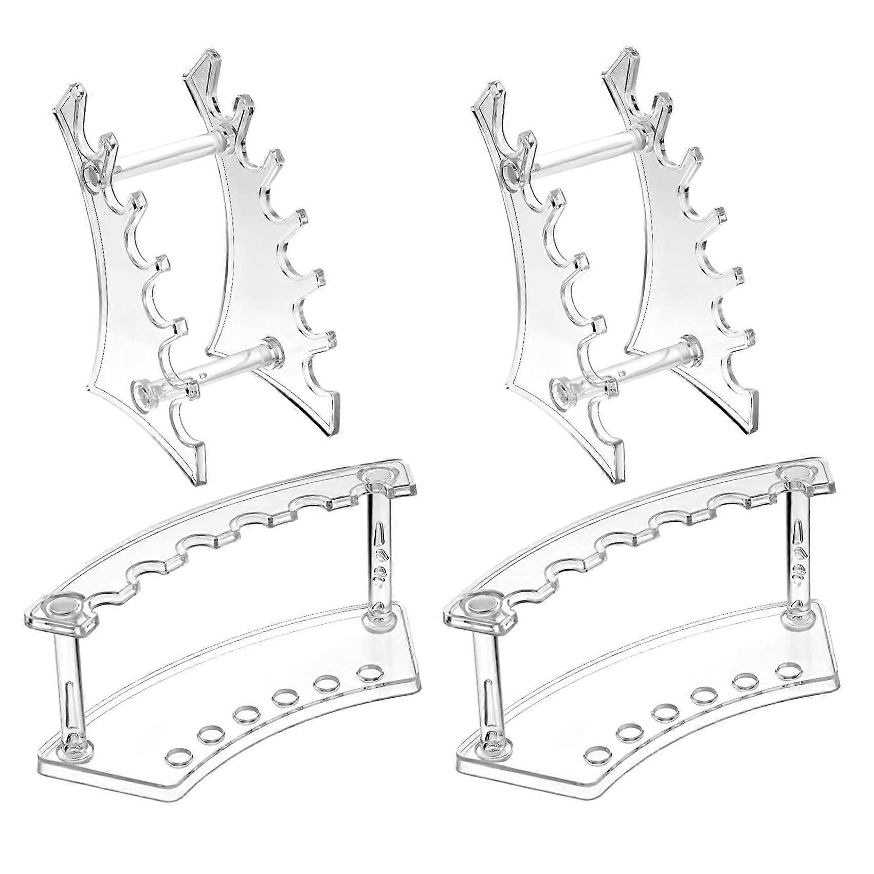 Pen Holder Display Stand - Set Of 4, Clear Plastic Organizer For Make Up And Nail Brushes