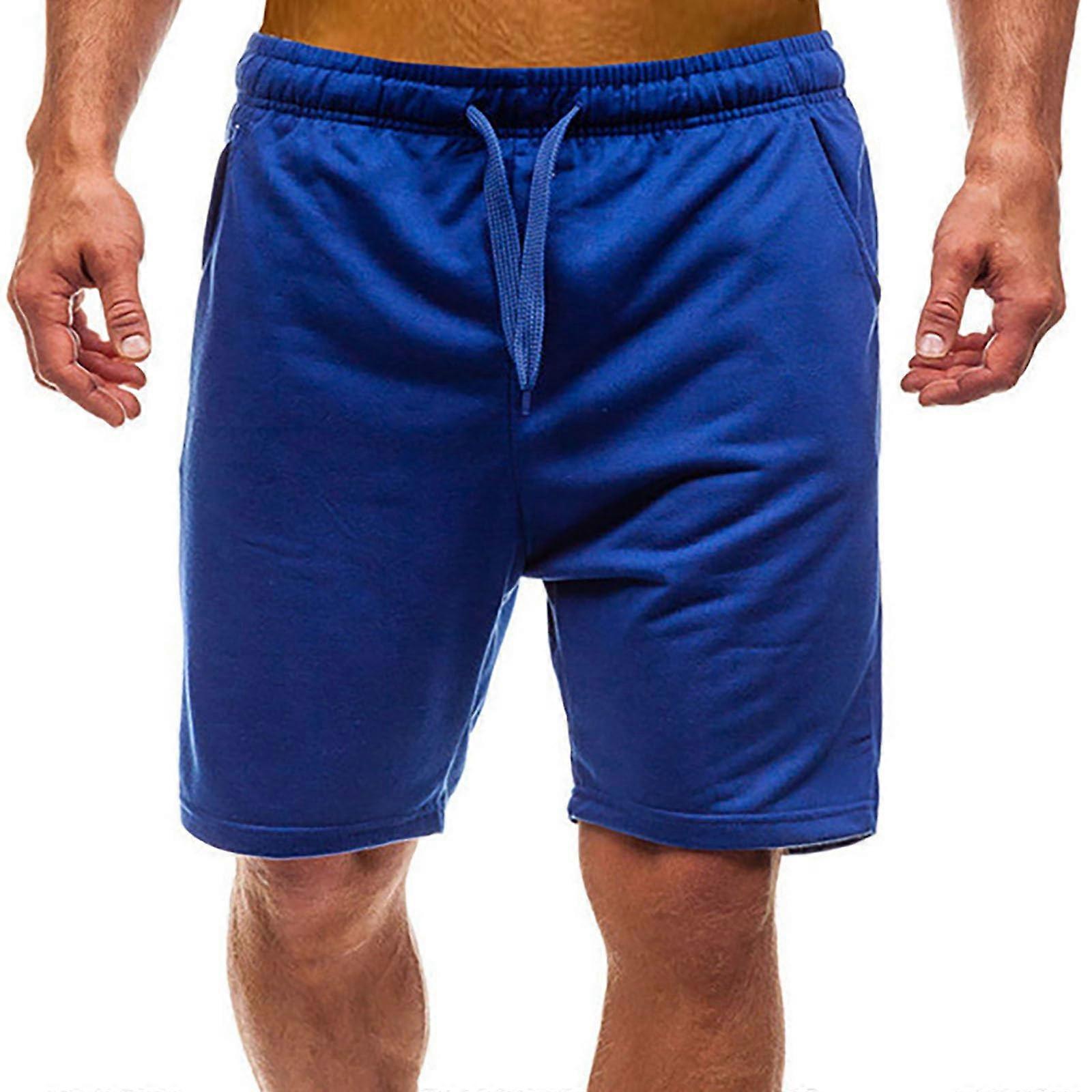 Solid Color Casual Sport Shorts For Men 2025 Model Plus-Size Drawstring Cargo Shorts Black Blue Stretch