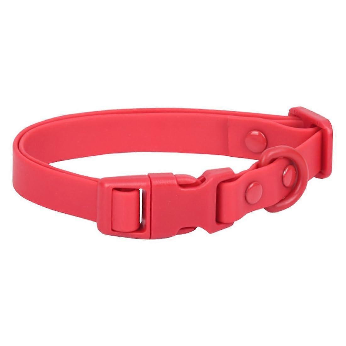 Macaron Colored Pet Collar, Rustproof PVC Engraved Dog Collar, Waterproof and DirtResistant Silicone Dog Collar M Red (Red 1)