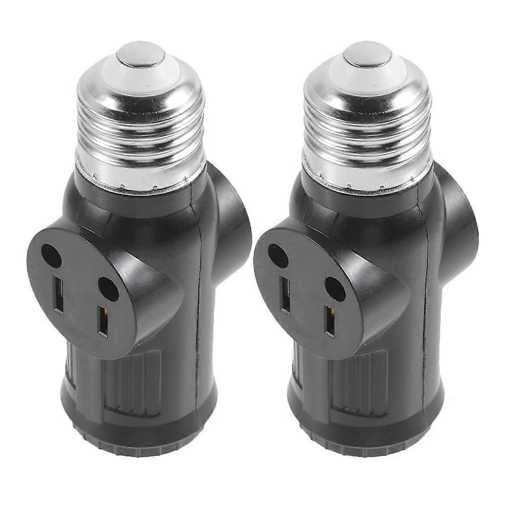 Light Socket To Plug Adapter E26 Bulb Splitter Dual Outlet Plug Converter Accessory Home Use 2Pcs