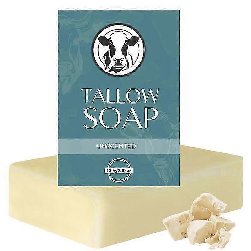 2025 Beef Tallow Soap Bar Natural Grass Fed Tallow Soap Unscented Moisturizing Face & Body Wash Great for Eczema, Dry, Itchy, Sensitive Skin Handma