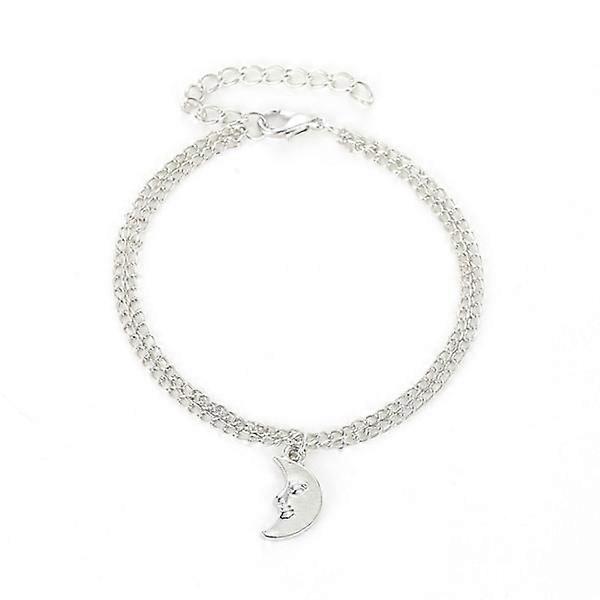 Silver moon anklet for women