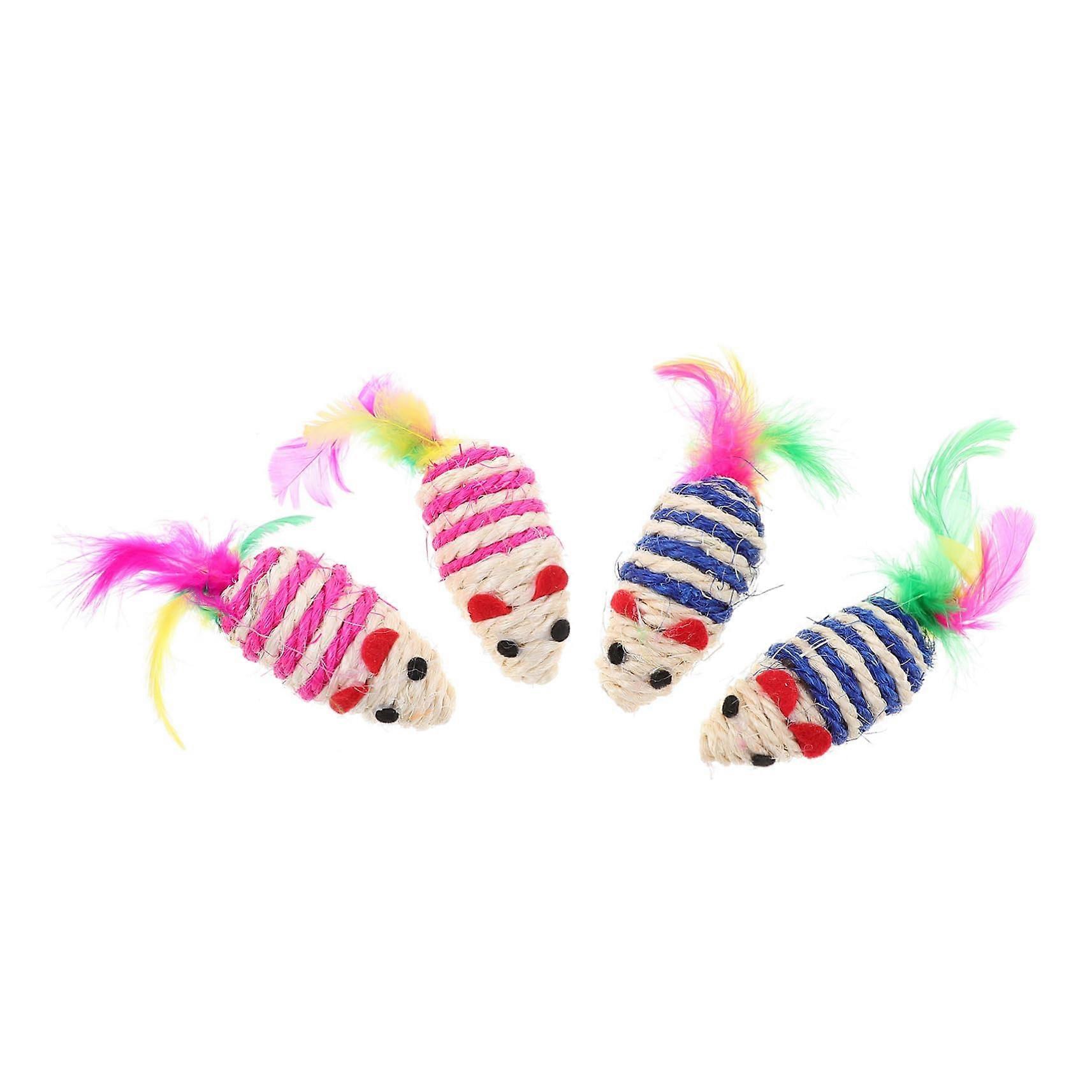 4 Pieces Interactive Cat Toys Colorful Mouse Toys Blue for Kittens and Scratching Promotes Activity and Fun