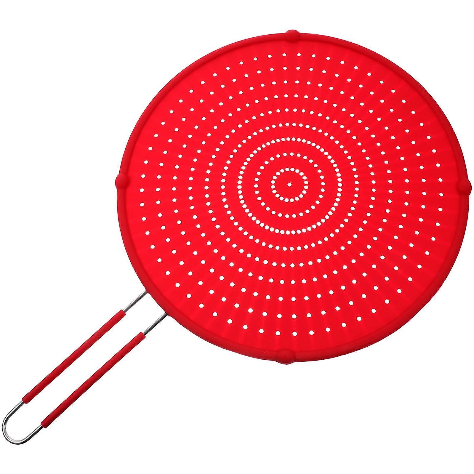 Silicone Oil Proof Lid for Kitchen Use with Long Handle Pink Easy to Clean