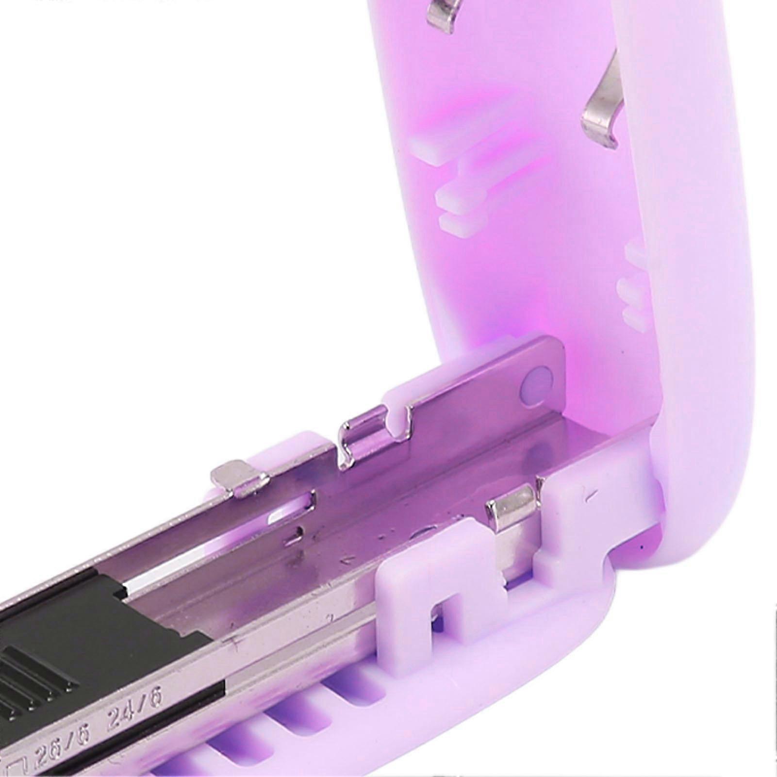 4Pcs Portable Stapler Foldable Storage Effort Saving Lever Structure Compact Rounded Shape Mini Stapler for Office School Purple