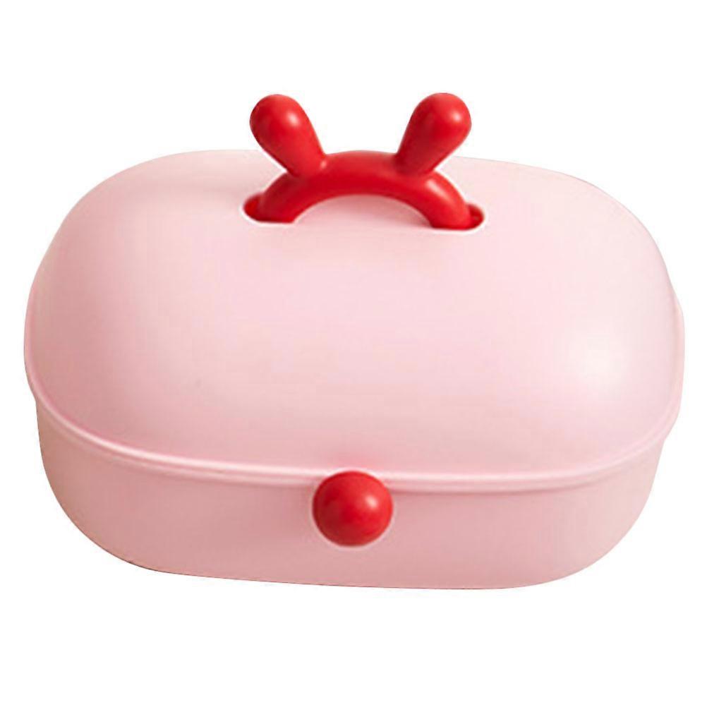 Pink Hair Accessory Storage Box for Kids with Multi Grids Design and Large Capacity 7.8x5.9x6.3
