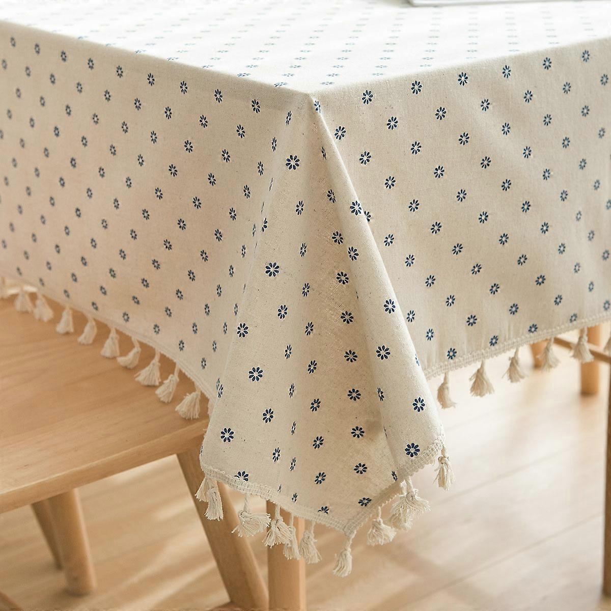 Flower Pattern Tablecloth Linen Cotton Table Cloth with Lace Dining Table-60x60cm