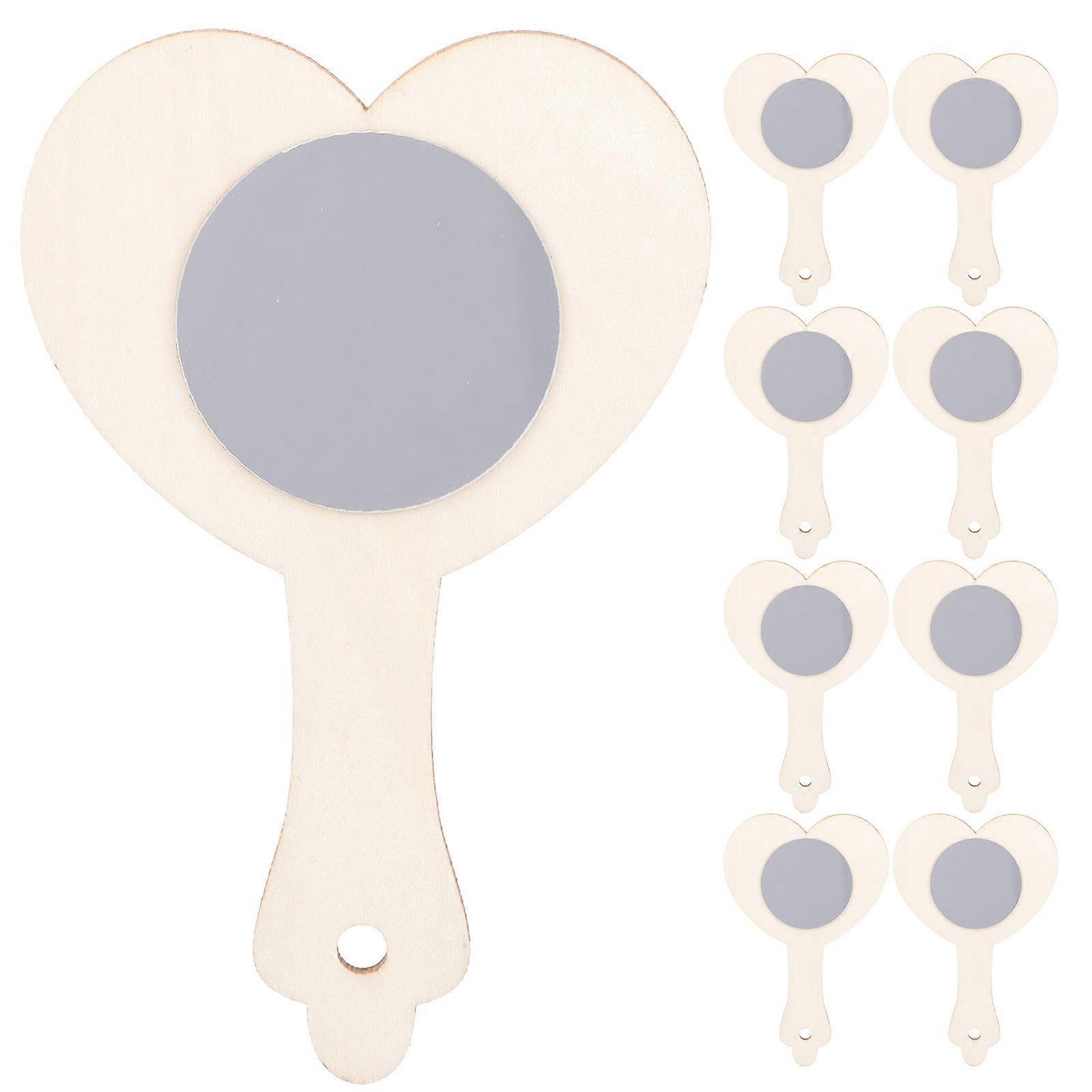DIY Wooden Handheld Mirror for Decor Ivory Color 10 Pieces