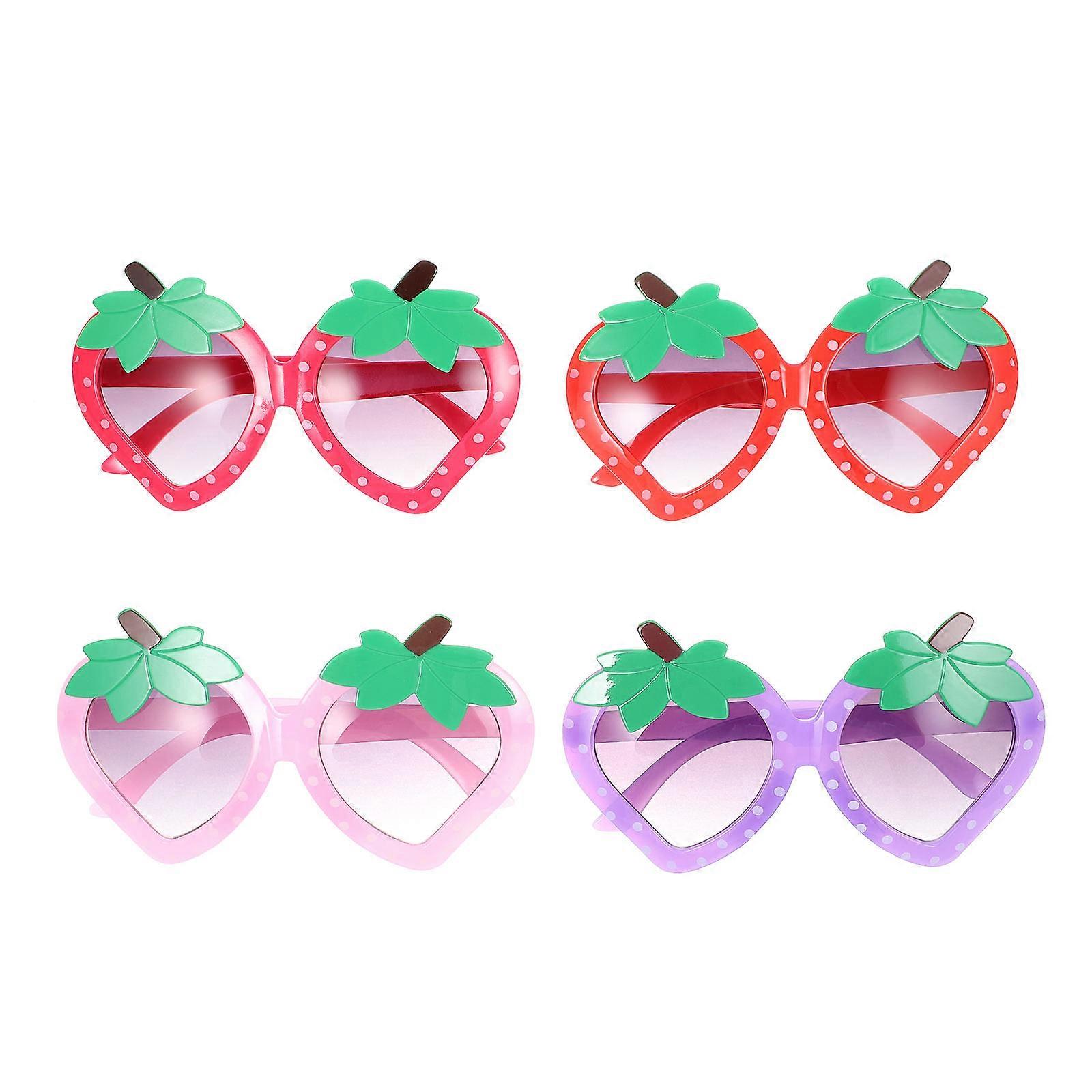 4 Pairs Fun Strawberry Sunglasses with UV Protection for Parties & Festivals – Creative Design