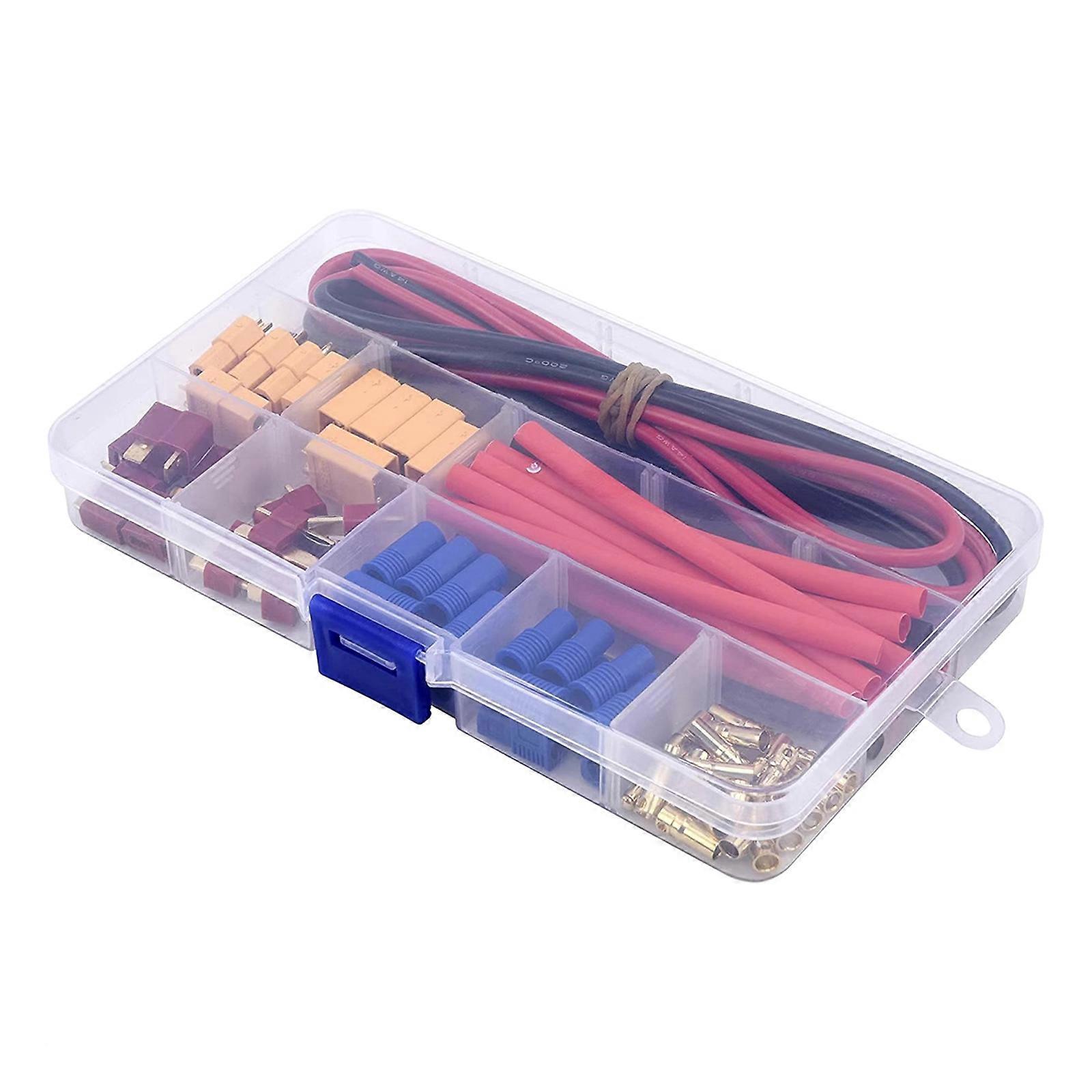 1 Set T Plug to EC3 XT60 Adapter Connectors Safe Power Connection 14AWG Silicone Wire Heat Shrink Tubes Multicolor