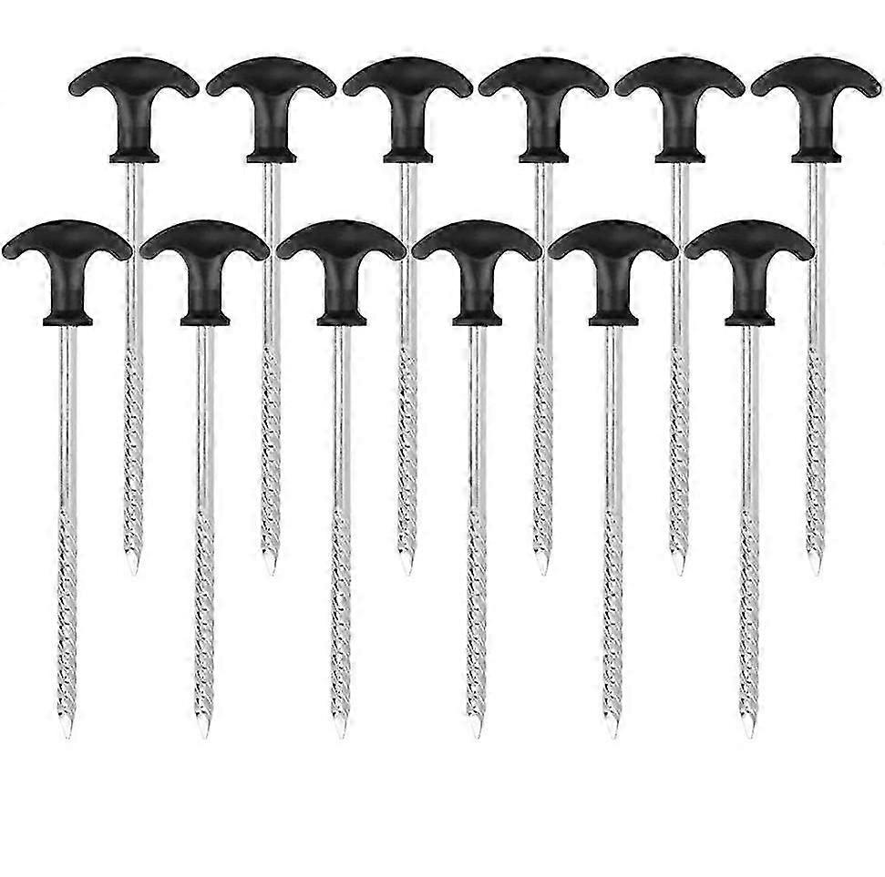 Tent Pegs Galvanized Non Rust Tent Peg Stakes Camping Stakes Robust Garden,Tent Accessories For Camping Trip/Hiking/Gardening/Outside(12Pcs , Silver+