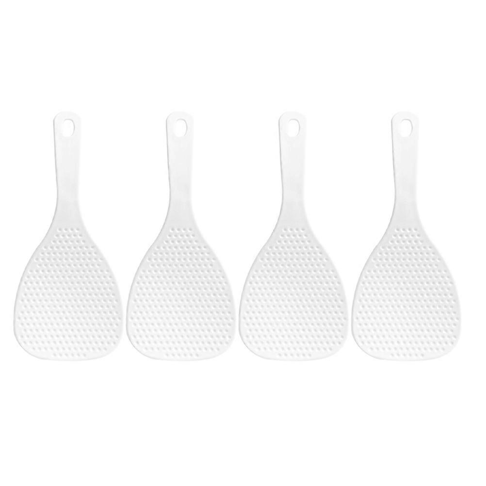 Nonstick Rice Spoon for Kitchen Cooking with Handle and Easy Clean White 4pcs