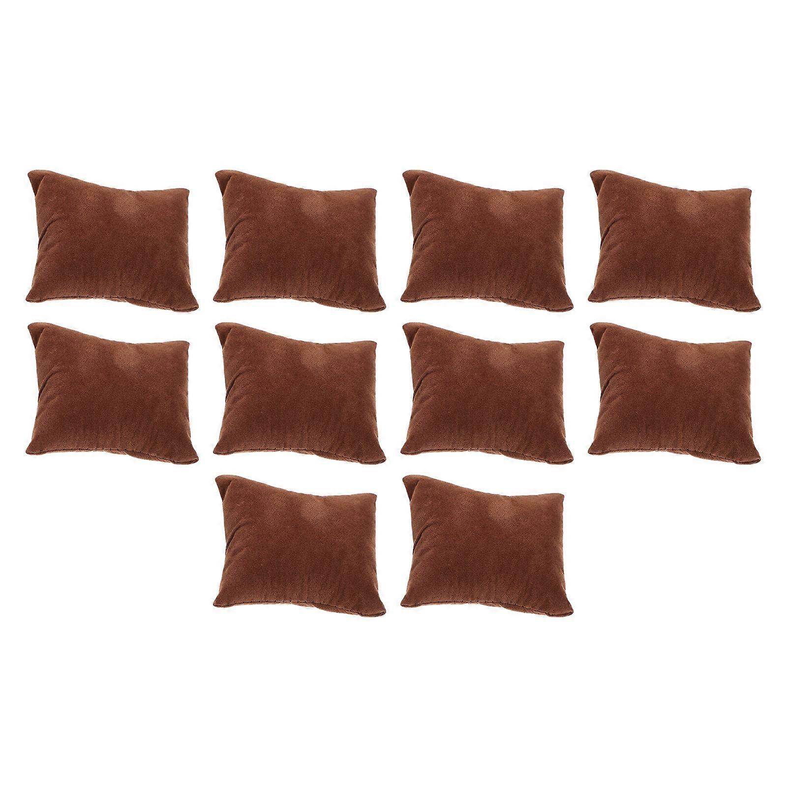 Watch Pillows Set of 10 Soft Velvet Display Cushions for Jewelry Boxes and Storage Liners Brown Lint Free Inserts for Bracelets and Watches