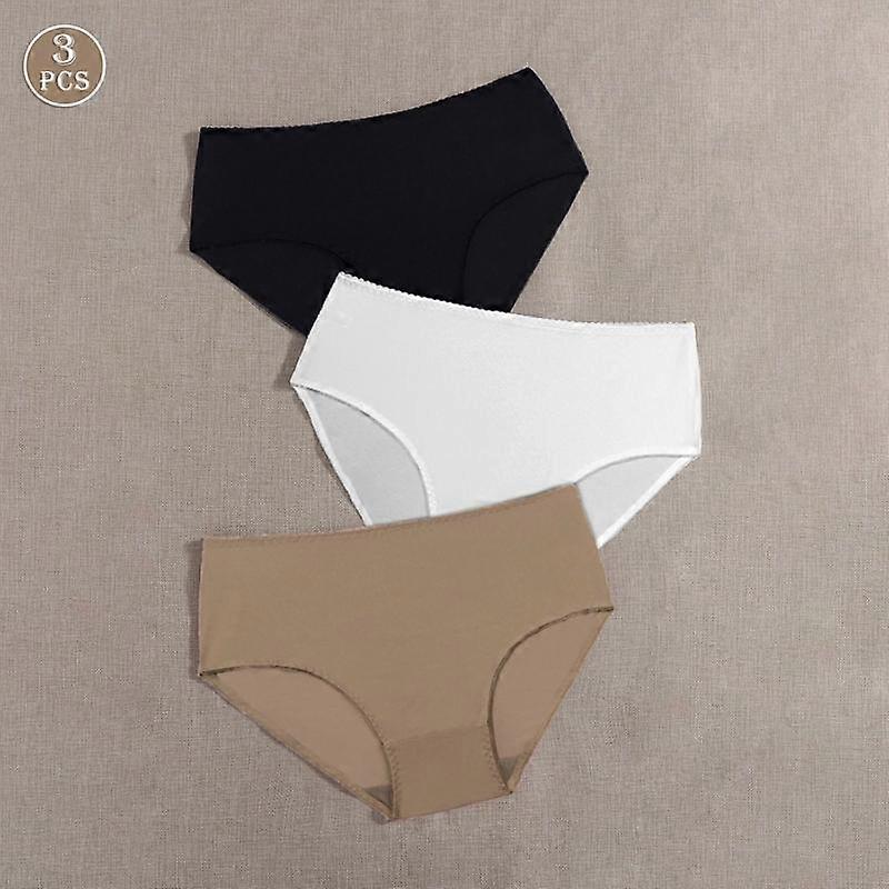 3Pcs Simple Plain Plus Size Panties for Women Thin Soft Comfort Underwear 0Xl 1Xl 2Xl 3Xl 4Xl 5Xl