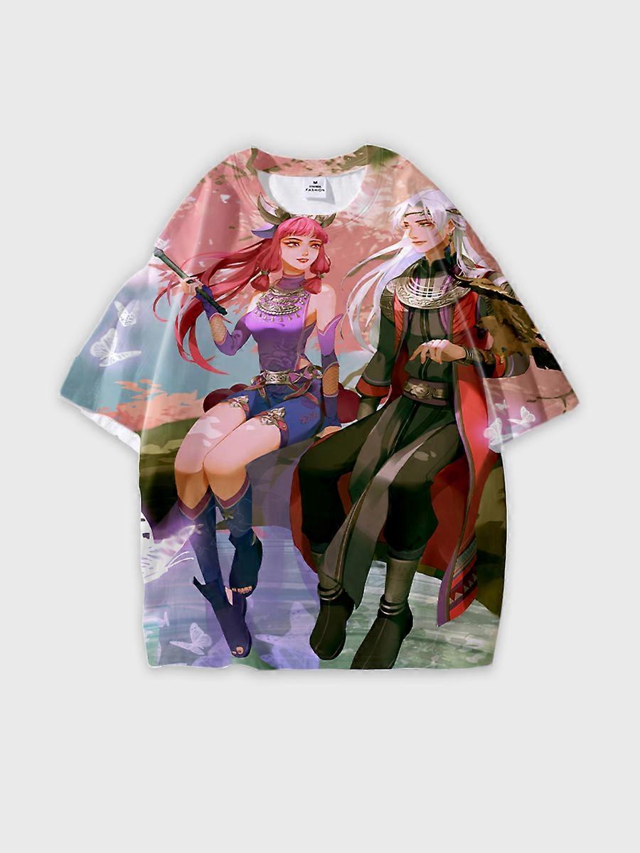 T-shirt round neck Character Pattern loose short sleeve P760