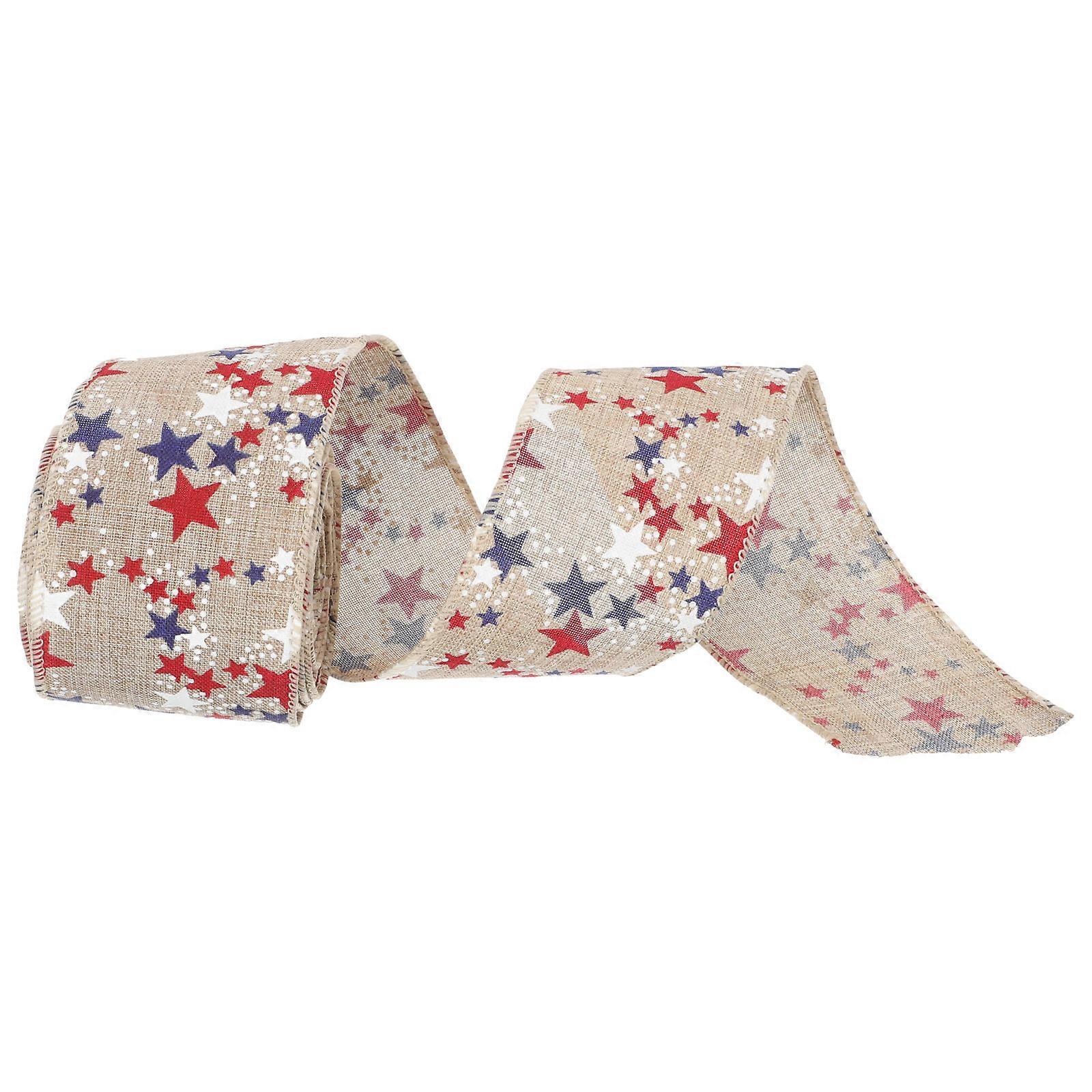 Patriotic Star Ribbon Multi Fabric Gift Wrapping Ribbon with Compact Storage for Decoration
