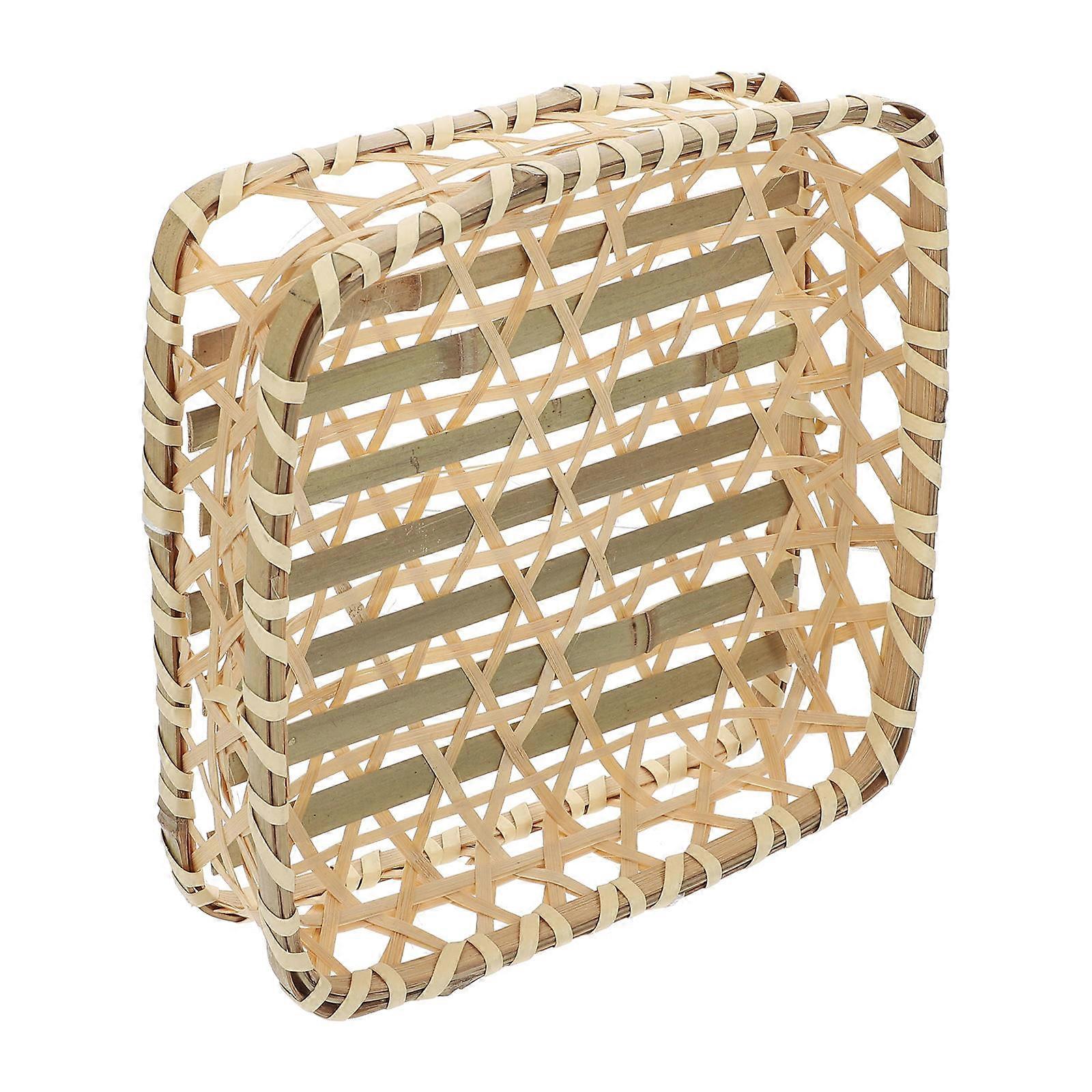 Light Brown Synthetic Woven Basket for Storage Use Simple and Practical Design 7.5 x 11.5 x 6 Inches