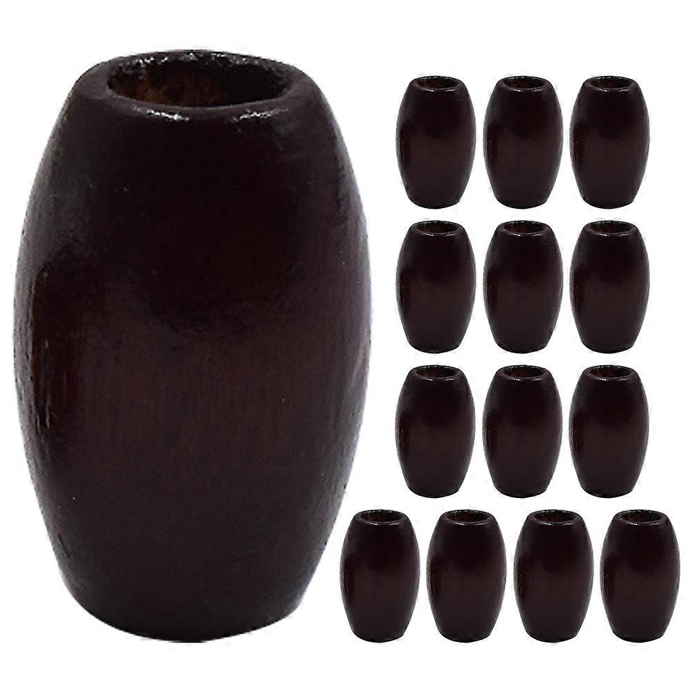 50pcs Oval Dark Red Wooden Beads for DIY Jewelry Making with Smooth Texture and Large Hole Design