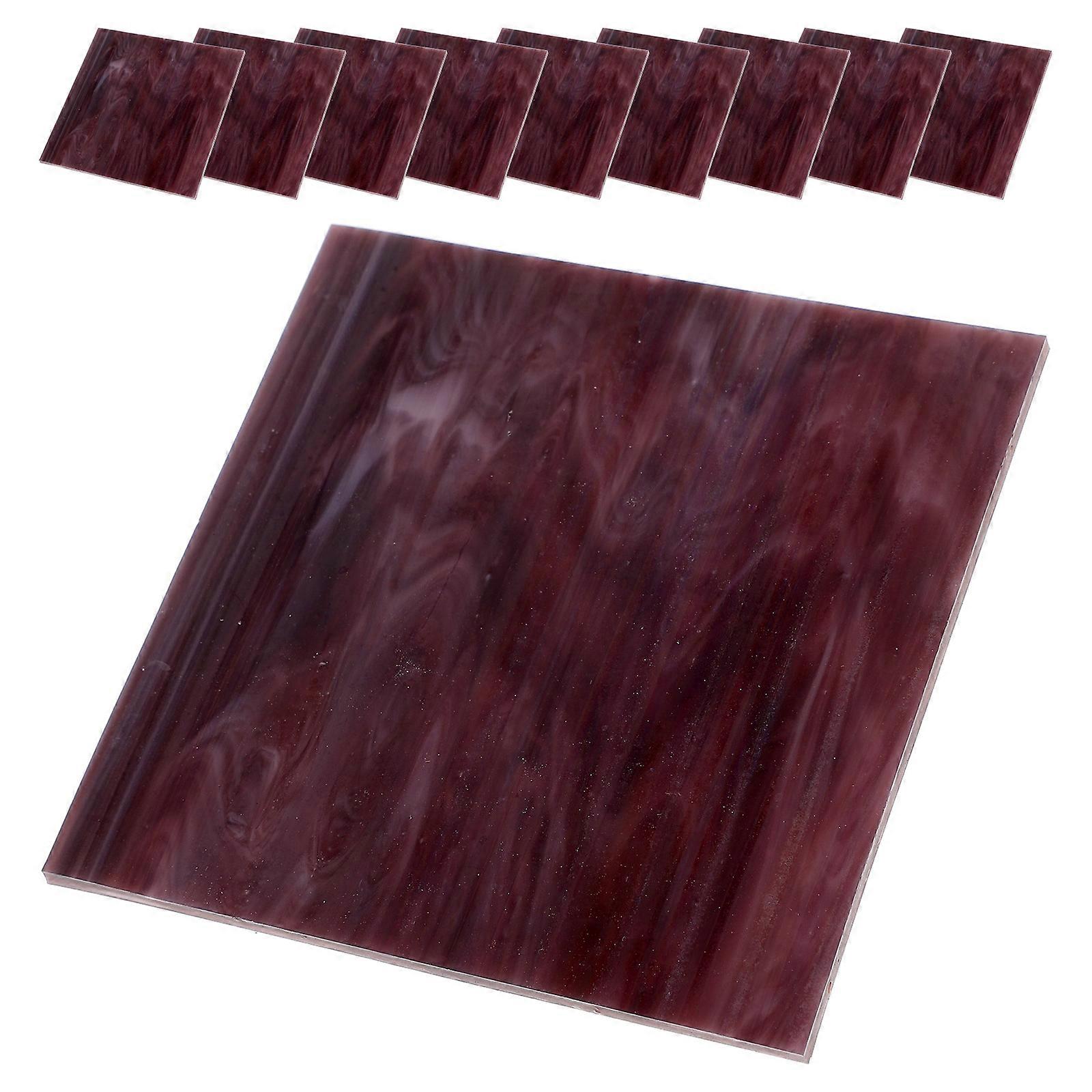 Purple Glass Plates for DIY Projects with Church Murals Patterns 10pcs